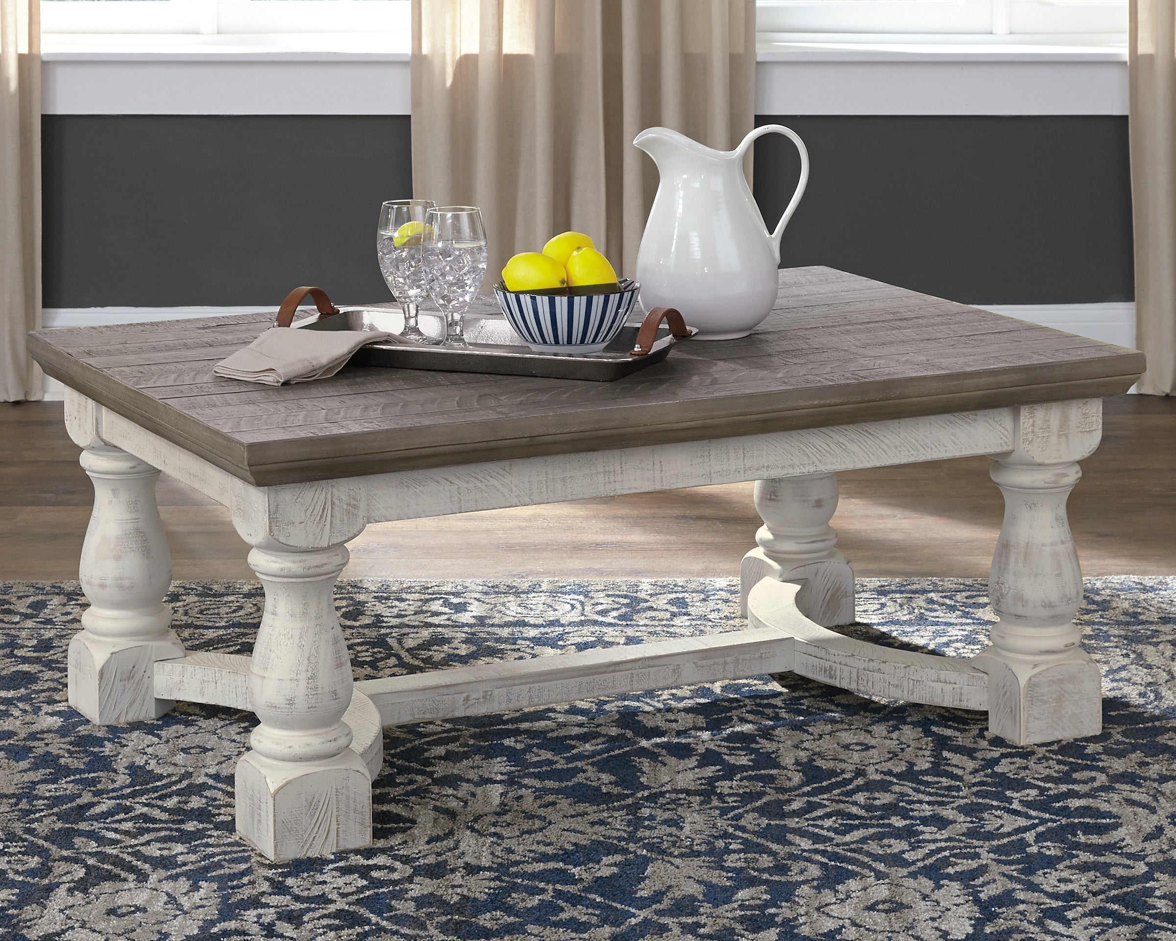 Family Deals Furniture - Ashley Furniture - Havalance Coffee Table - Rectangular Cocktail Table / Gray/White - T814-1