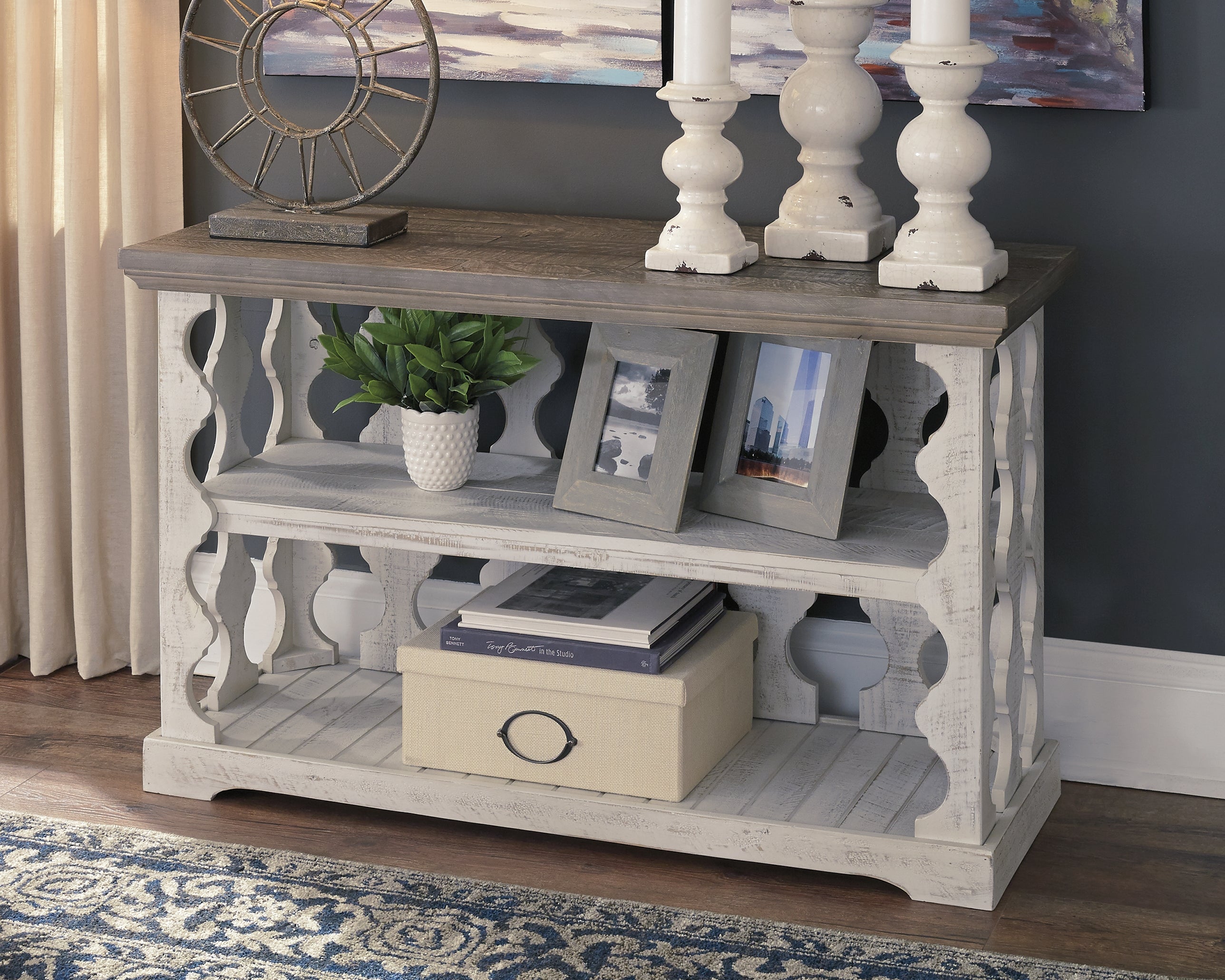 Family Deals Furniture - Ashley Furniture - Havalance Sofa/Console Table - Console Sofa Table / Gray/White - T814-5