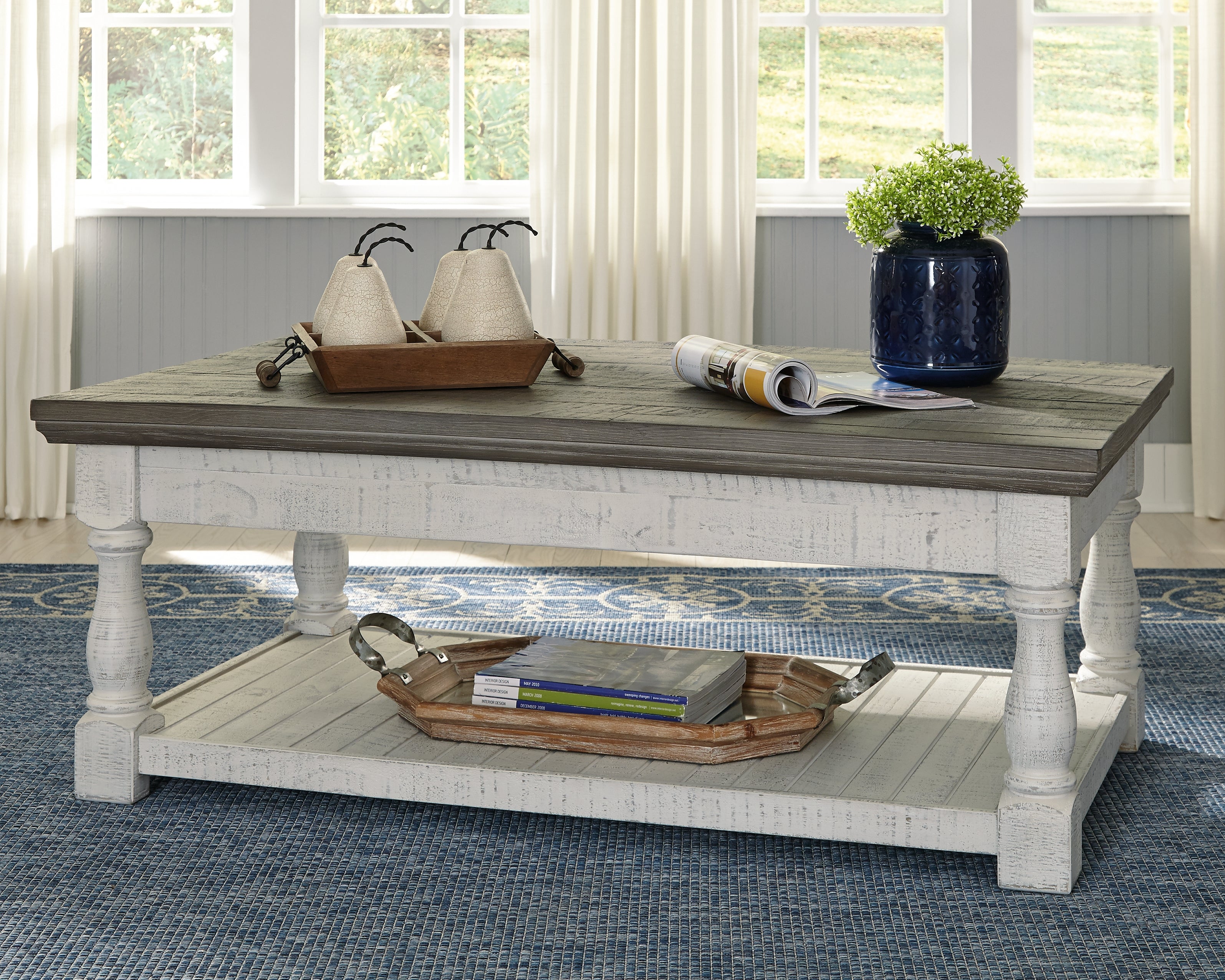 Family Deals Furniture - Ashley Furniture - Havalance Lift-Top Coffee Table - Lift Top Cocktail Table / White/Gray - T994-20