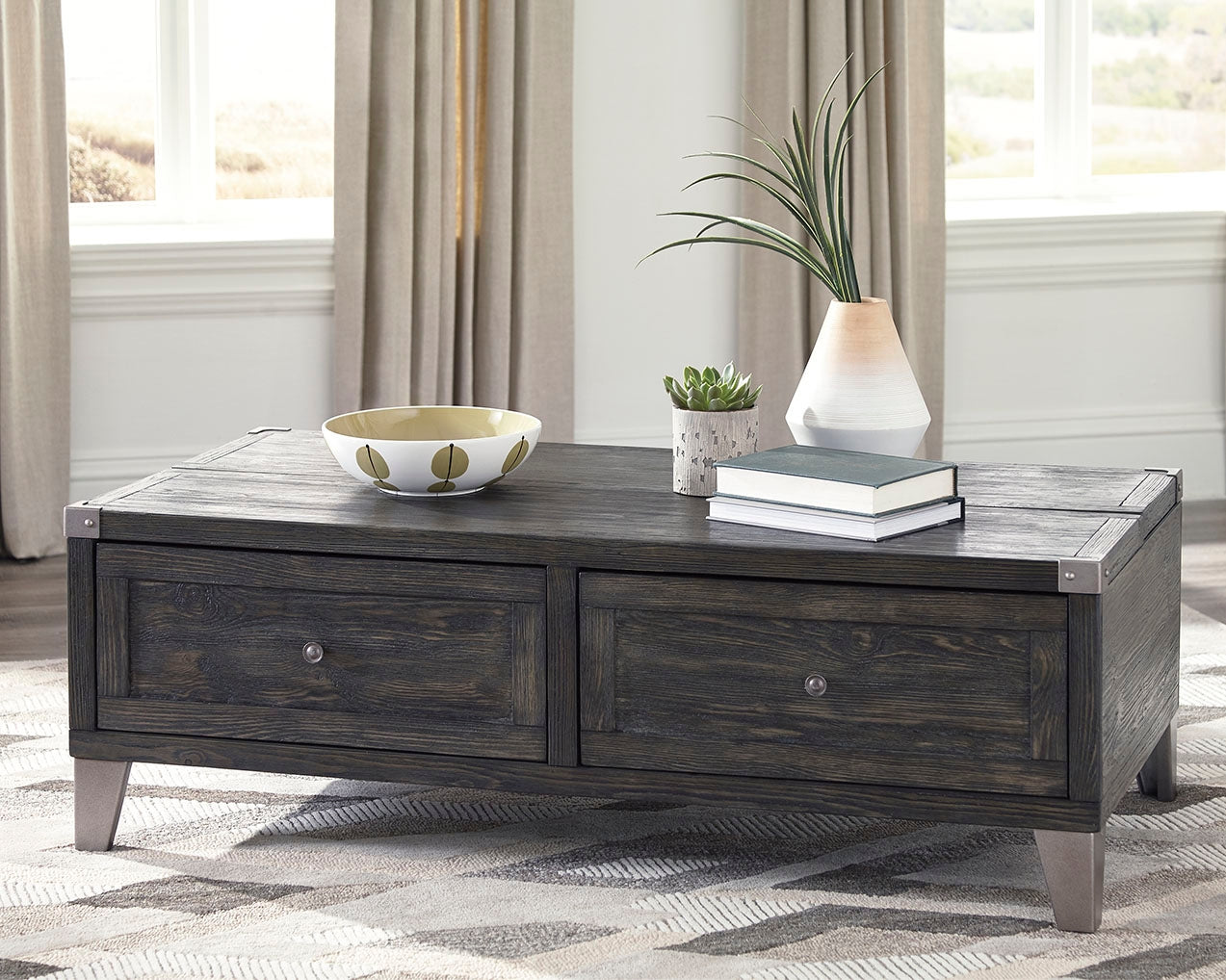 Family Deals Furniture - Ashley Furniture - Todoe Coffee Table with Lift Top - Lift Top Cocktail Table / Dark Gray - T901-9