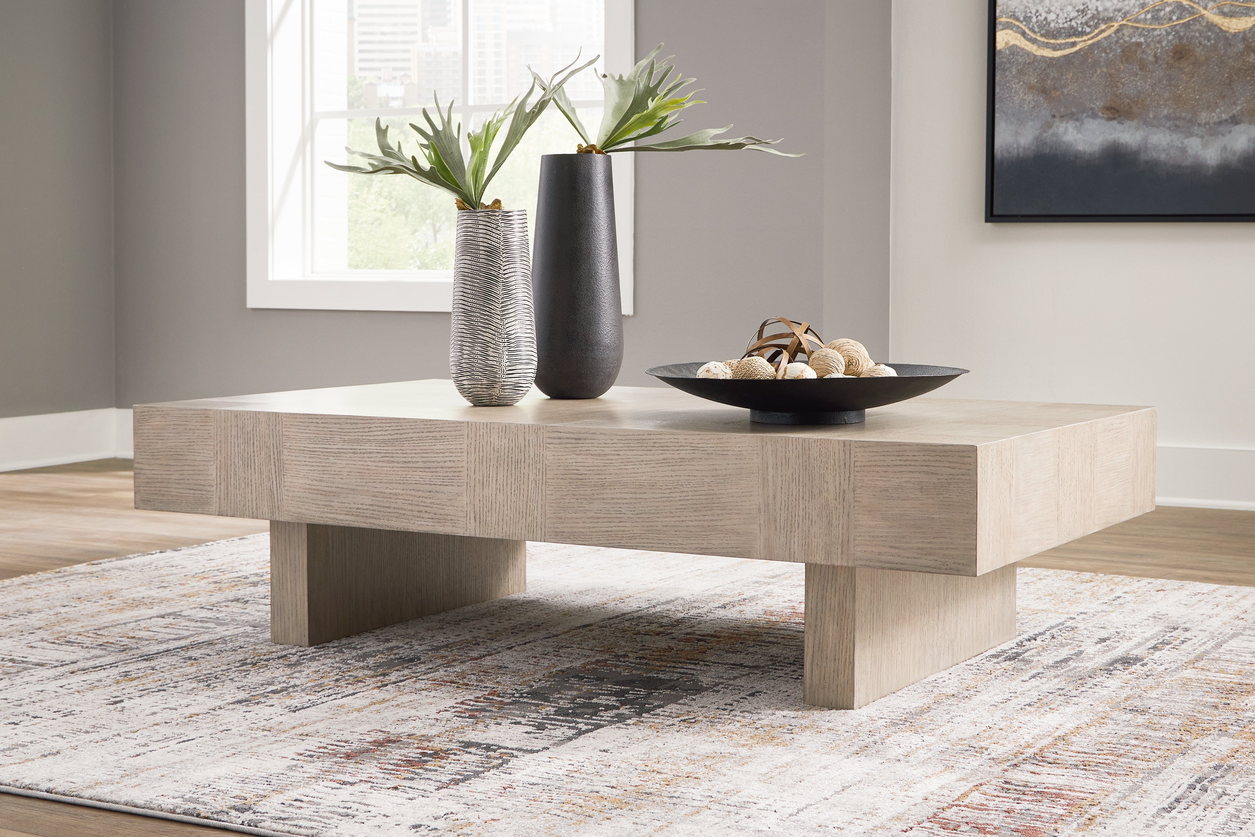 Family Deals Furniture - Ashley Furniture - Jorlaina Coffee Table - Square Cocktail Table / Light Grayish Brown - T622-8