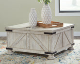Family Deals Furniture - Ashley Furniture - Carynhurst Coffee Table - Cocktail Table with Storage / Whitewash - T929-20