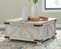 Family Deals Furniture - Ashley Furniture - Carynhurst Coffee Table - Cocktail Table with Storage / Whitewash - T929-20