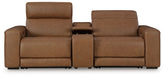 Family Deals Furniture - Ashley Furniture - Magic Man Sectional - 6-Piece Power Reclining Sectional with Console / Caramel - PCU10700S8
