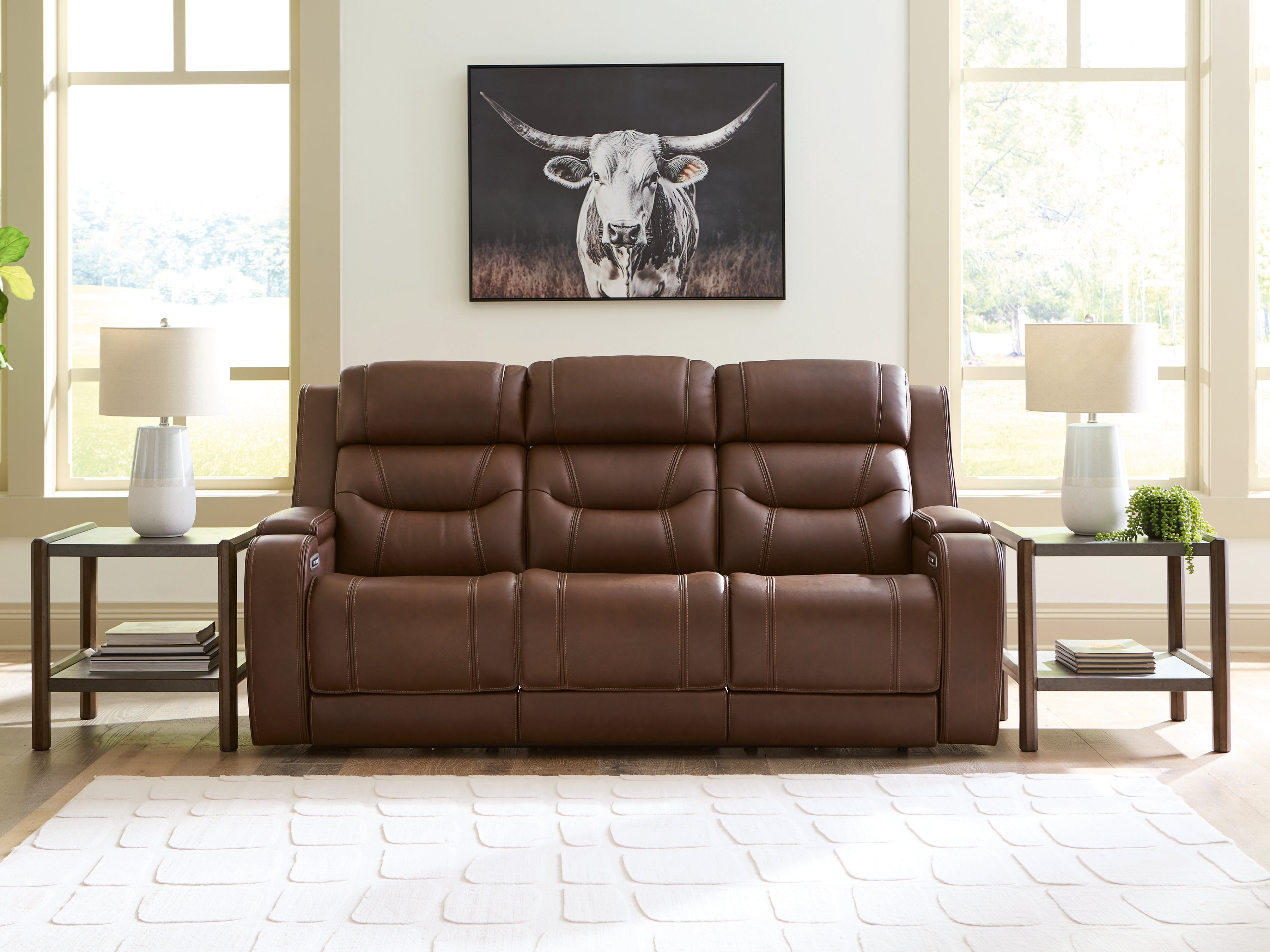 Family Deals Furniture - Ashley Furniture - Knightington Living Room - PWR REC Sofa w/Audio Seating / Brown - PCU1160215A