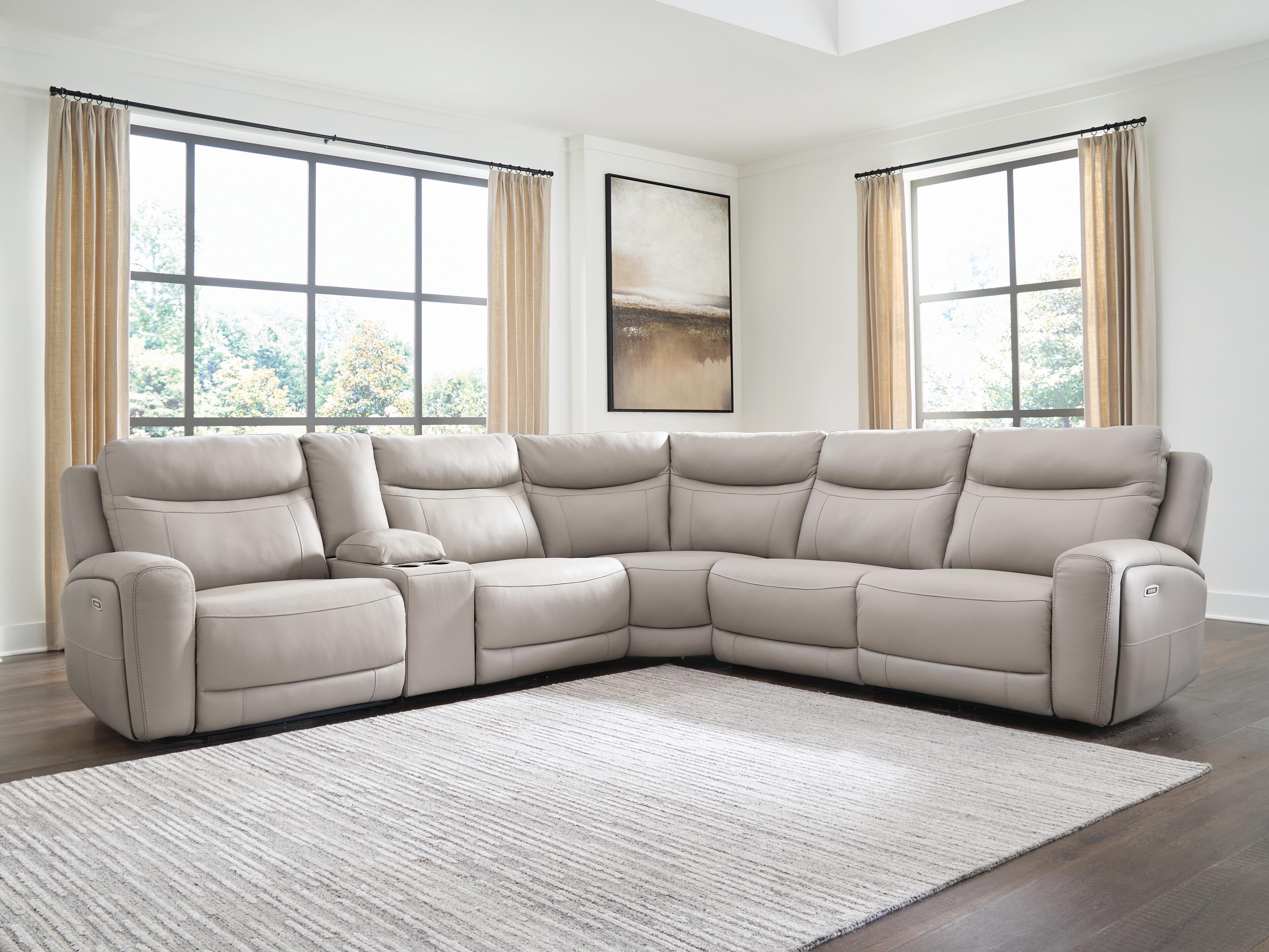 Family Deals Furniture - Ashley Furniture - Gravier Sectional - 6-Piece Power Reclining Sectional with Storage Console - U13300S5