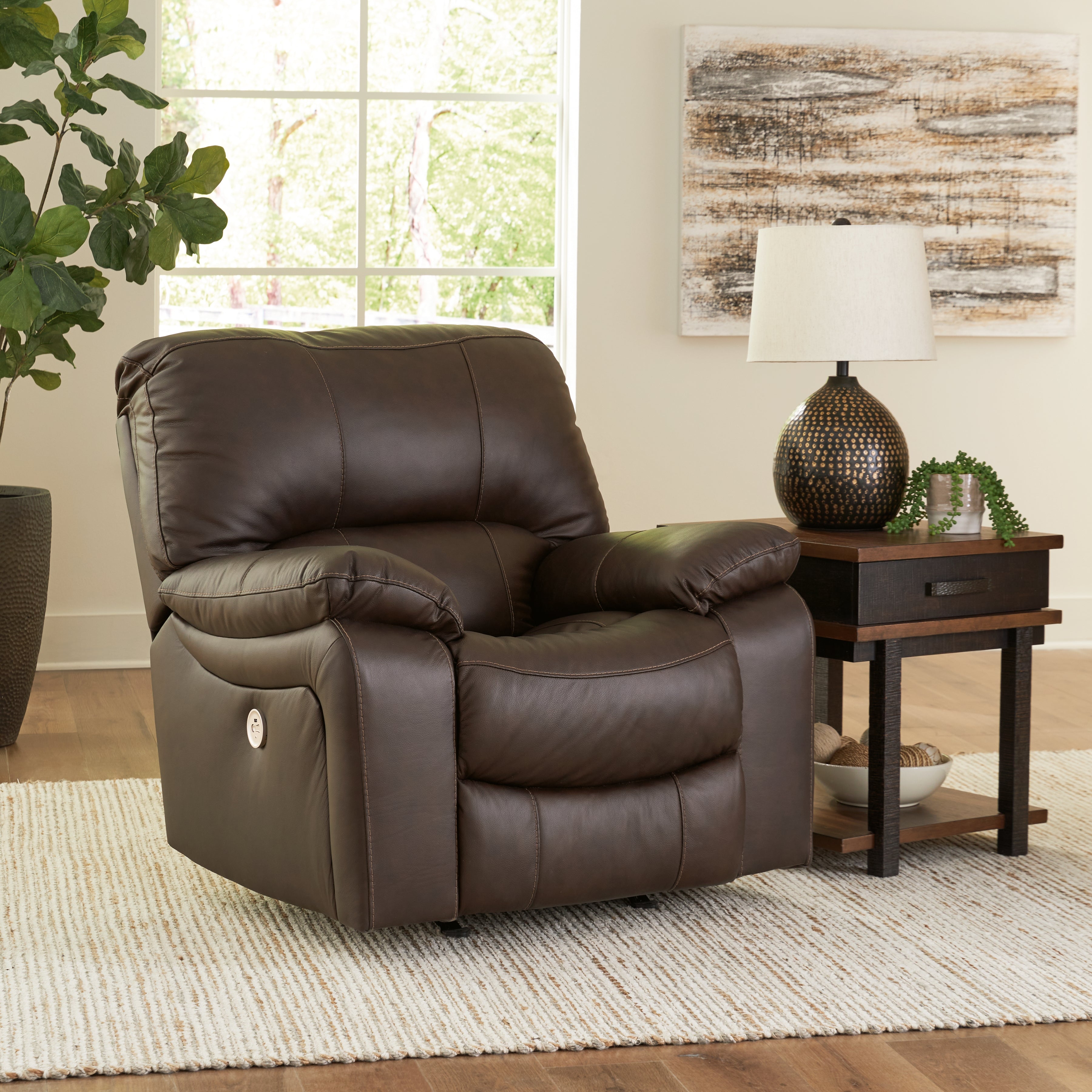 Family Deals Furniture - Ashley Furniture - Leesworth Living Room - Reclining Power Sofa / Ocean - U4380987