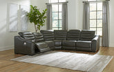 Family Deals Furniture - Ashley Furniture - Center Line Sectional - 7-Piece Power Reclining Sectional / Dark Gray - U63404S7