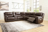 Family Deals Furniture - Ashley Furniture - Dunleith Sectional - 7-Piece Power Reclining Sectional / Chocolate - U71604S7