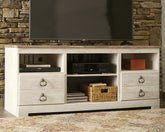 Family Deals Furniture - Ashley Furniture - Willowton TV Stand - 64" / Whitewash - W267-68