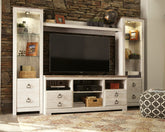Family Deals Furniture - Ashley Furniture - Willowton Entertainment Center - 4-Piece Entertainment Center / Whitewash - W267W3