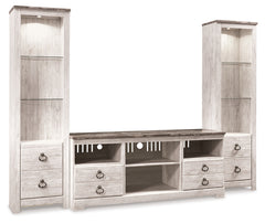 Family Deals Furniture - Ashley Furniture - Willowton 3-Piece Entertainment Center - 3-Piece Entertainment Center / Whitewash - W267W16