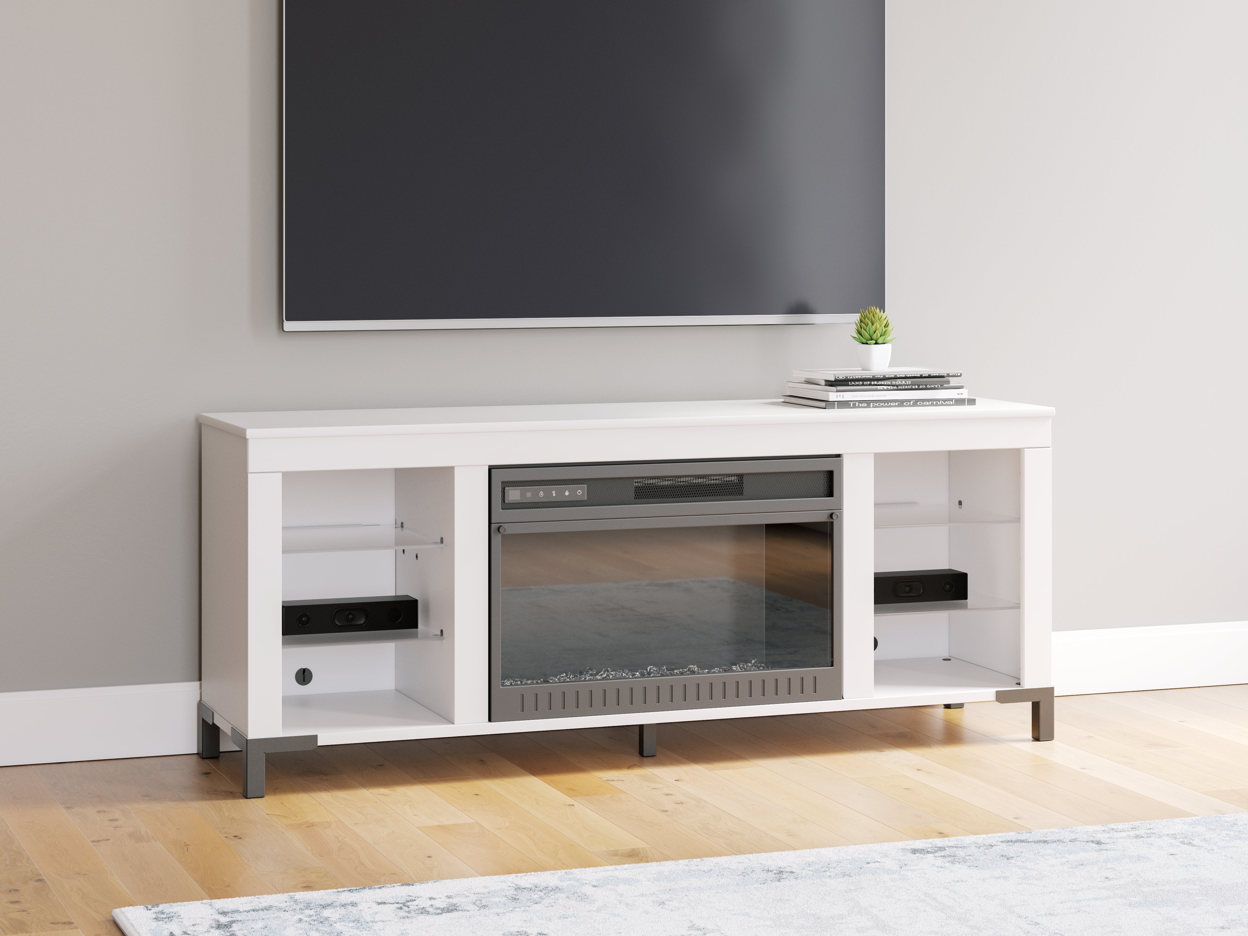 Family Deals Furniture - Ashley Furniture - Brollevi TV Stand - 60" with Electric Fireplace / White - W2722-168