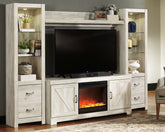 Family Deals Furniture - Ashley Furniture - Bellaby 4-Piece Entertainment Center with Fireplace - 4-Piece Entertainment Center with Fireplace / Whitewash - W331W5