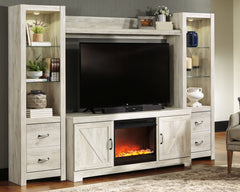 Family Deals Furniture - Ashley Furniture - Bellaby 4-Piece Entertainment Center with Fireplace - 4-Piece Entertainment Center with Fireplace / Whitewash - W331W5
