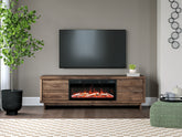 Family Deals Furniture - Ashley Furniture - Zadilyn 72" TV Stand with Electric Fireplace - 72" TV Stand with Electric Fireplace / Brown - W3367W1