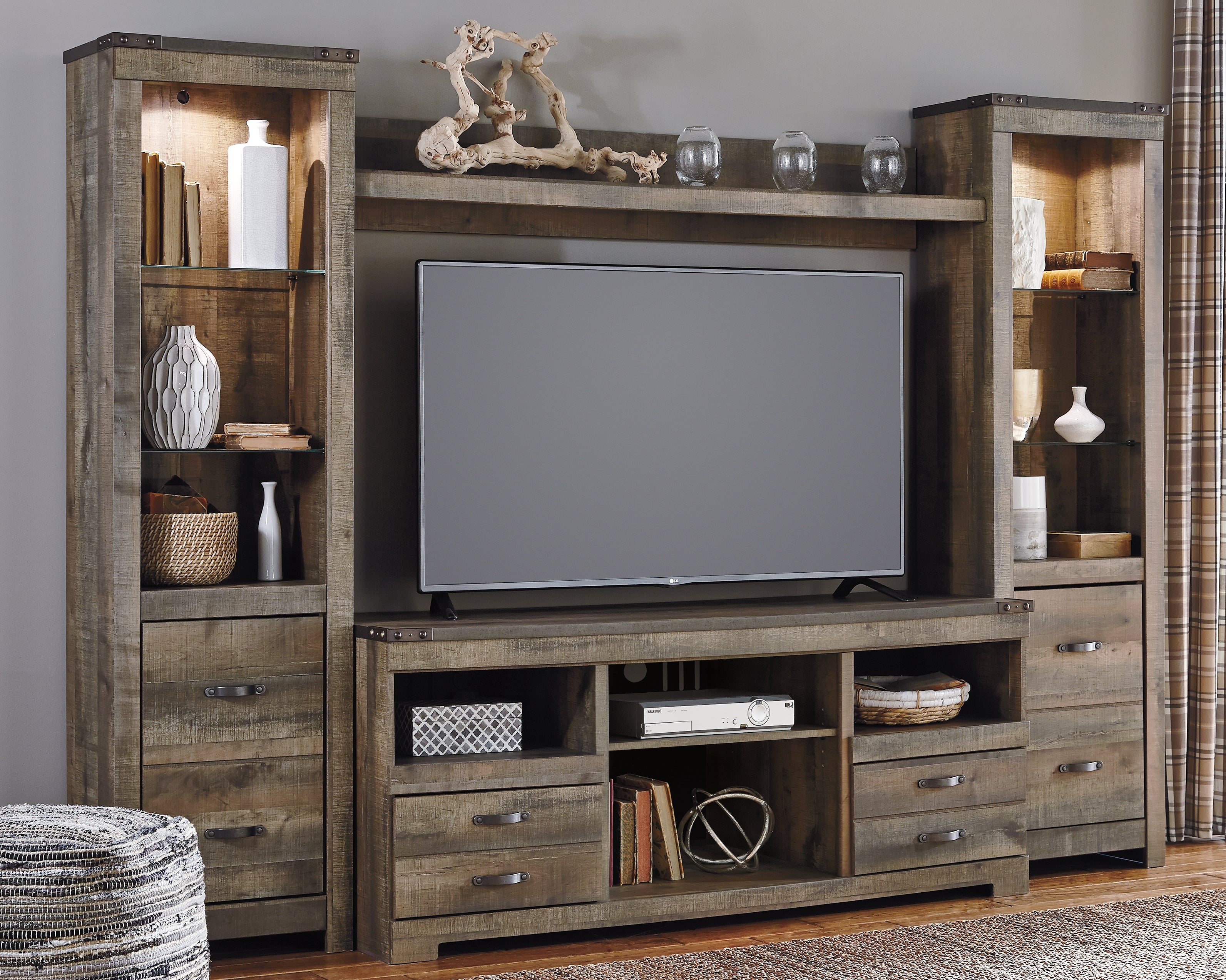 Family Deals Furniture - Ashley Furniture - Trinell Entertainment Center - Pier / Brown - W446-24