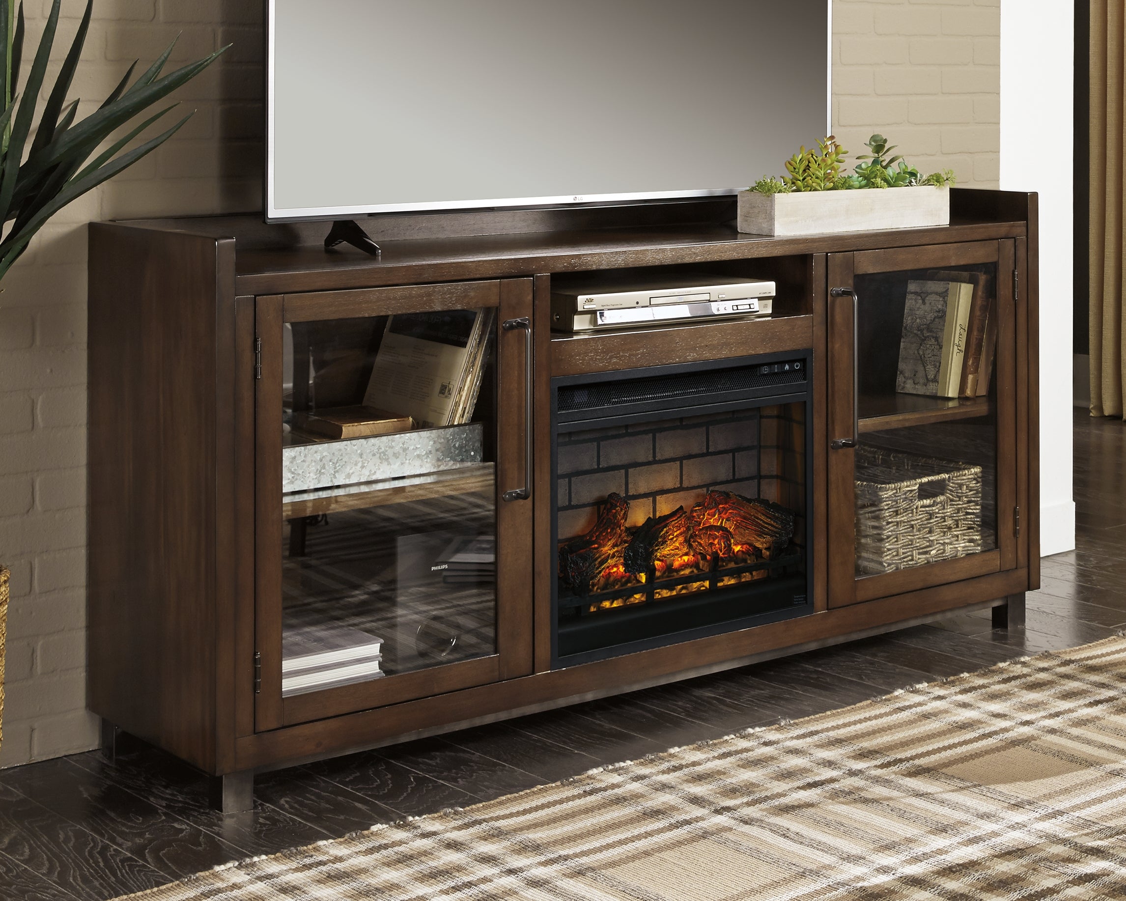 Family Deals Furniture - Ashley Furniture - Starmore 70" TV Stand with Electric Fireplace - 70" TV Stand with Electric Fireplace / Brown - W633W5