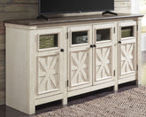 Family Deals Furniture - Ashley Furniture - Bolanburg 74" TV Stand - 74" / White/Weathered Gray - W647-60