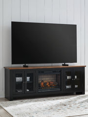 Family Deals Furniture - Ashley Furniture - Wildenauer 76" TV Stand with Electric Fireplace - 76" TV Stand with Electric Fireplace / Brown/Black - W664W1