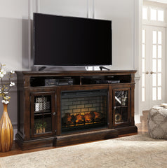 Family Deals Furniture - Ashley Furniture - Roddinton 72" TV Stand with Electric Fireplace - 72" TV Stand with Electric Fireplace / Dark Brown - W701W8