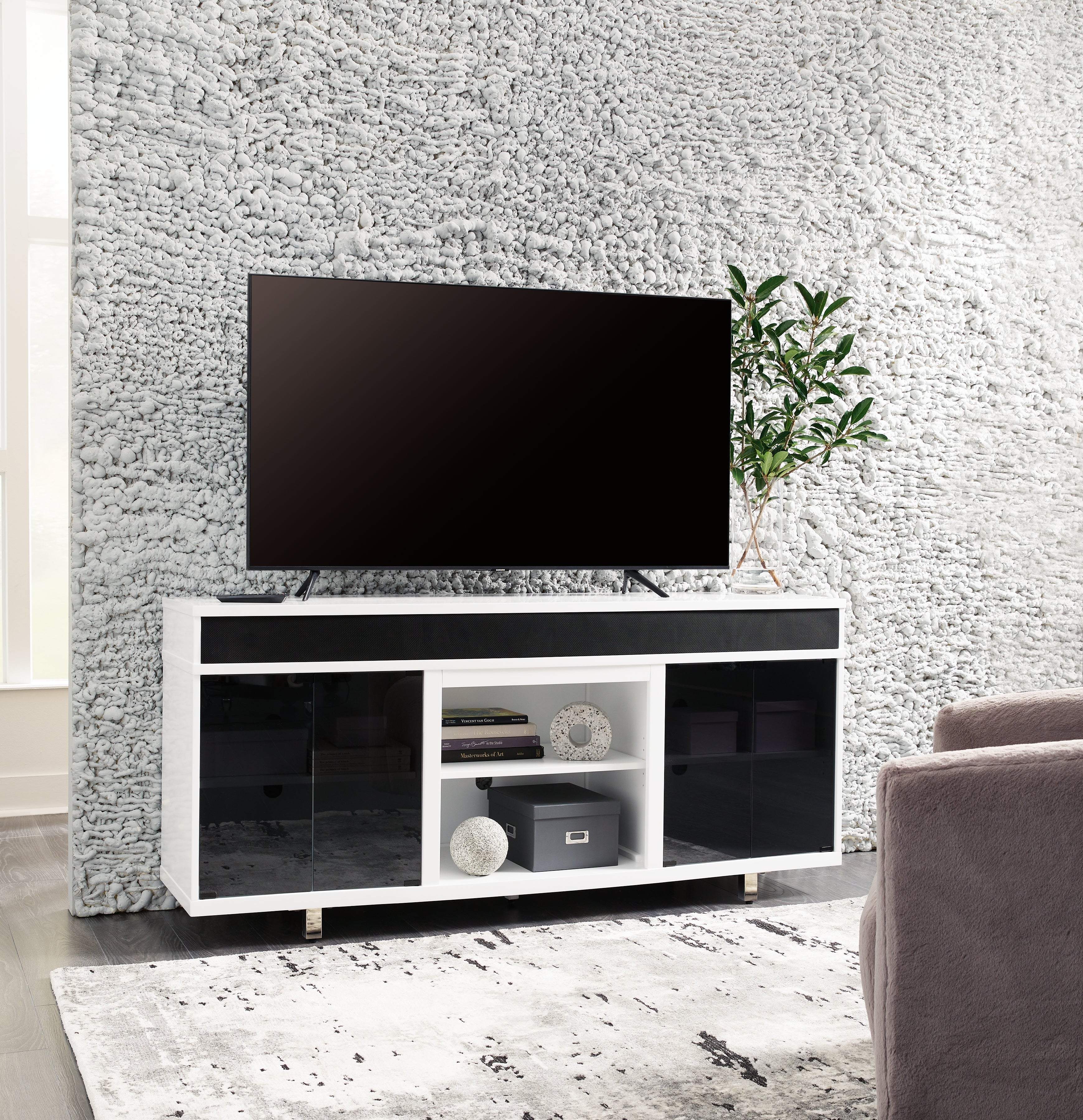 Family Deals Furniture - Ashley Furniture - Gardoni 72" TV Stand - 72" / White/Black - W756-68