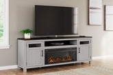Family Deals Furniture - Ashley Furniture - Darborn 88" TV Stand with Electric Fireplace - 88" TV Stand with Electric Fireplace / Gray/Brown - W796W1