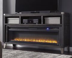 Family Deals Furniture - Ashley Furniture - Todoe 65" TV Stand with Electric Fireplace - 65" TV Stand with Electric Fireplace / Gray - W901W1