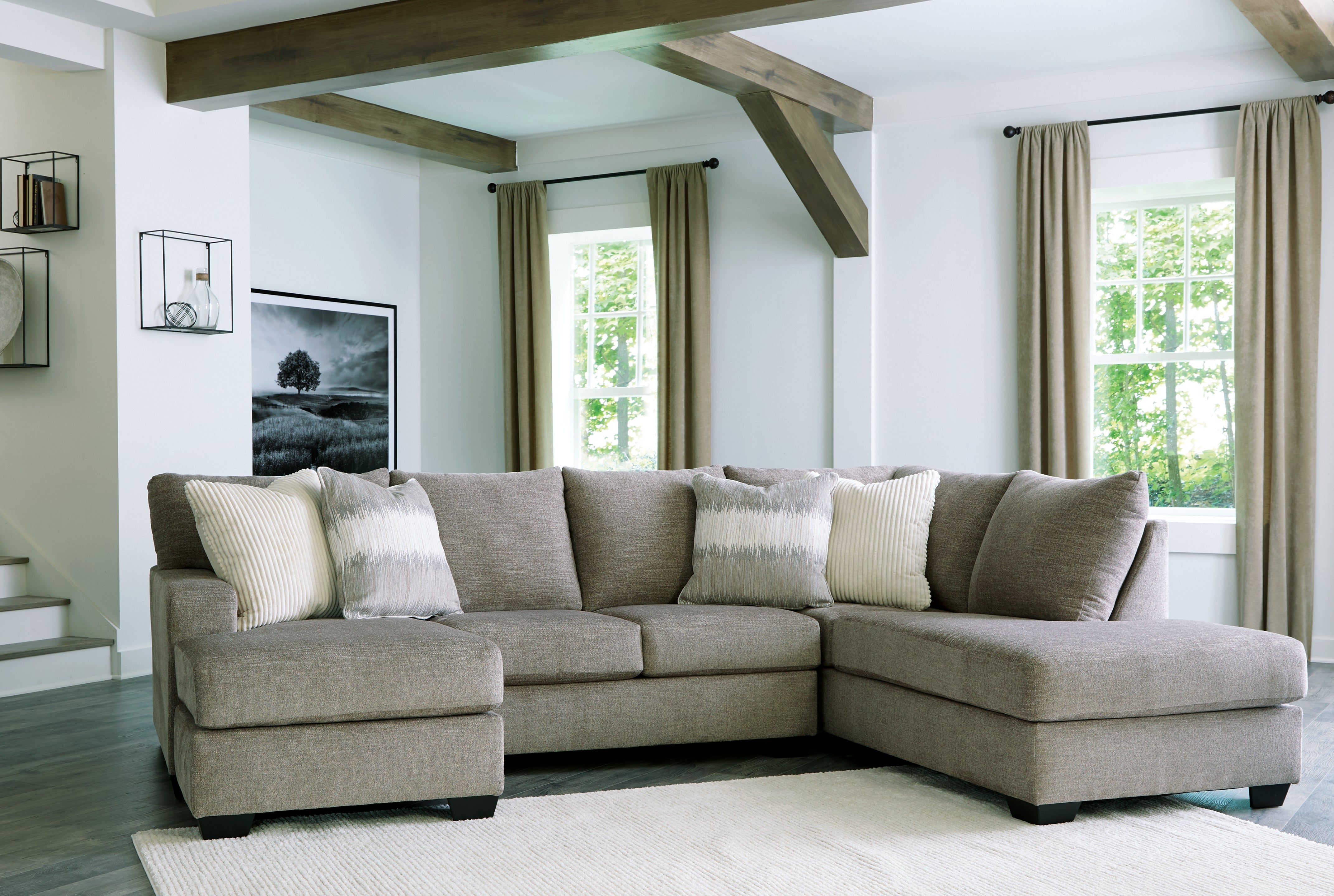 Family Deals Furniture - Ashley Furniture - Creswell Sectional - LAF 2-Piece Sectional with Chaise / Stone - 15305S1
