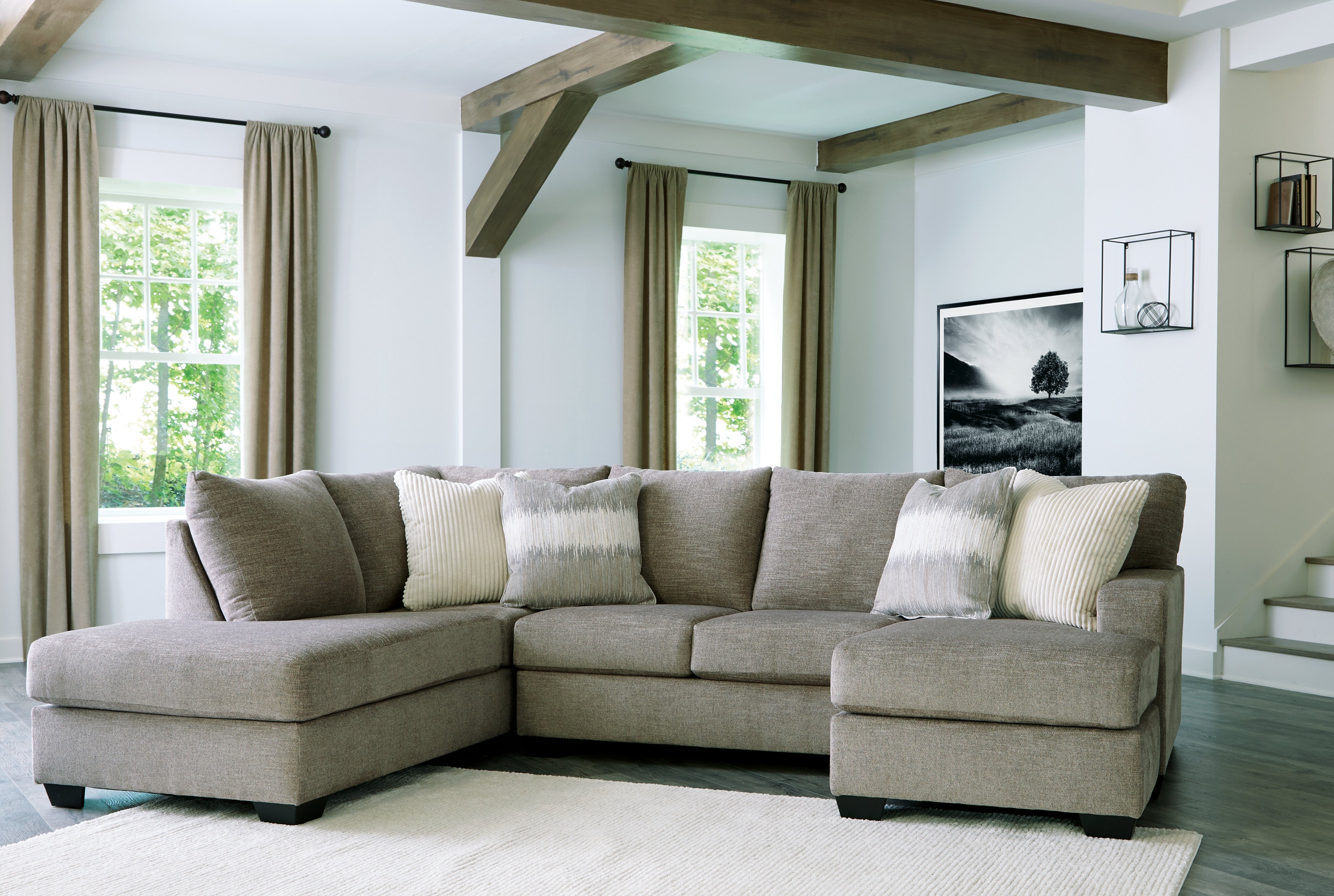 Family Deals Furniture - Ashley Furniture - Creswell Sectional - RAF 2-Piece Sectional with Chaise / Stone - 15305S2