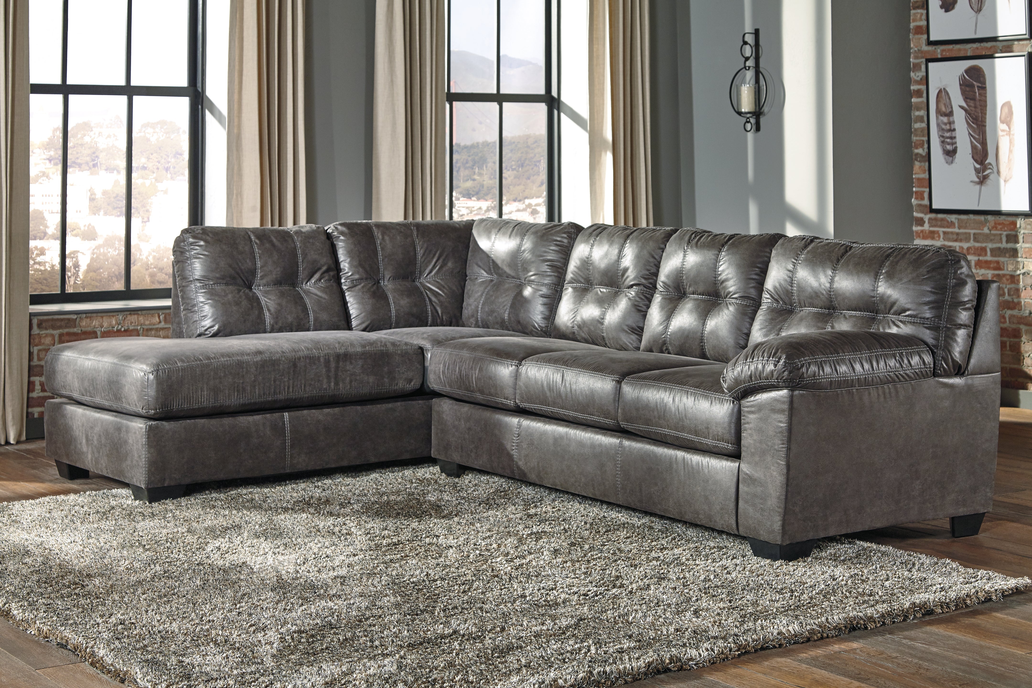 Family Deals Furniture - Ashley Furniture - Fallston Sectional - RAF 2-Piece Sectional with Chaise / Slate - 17221S1