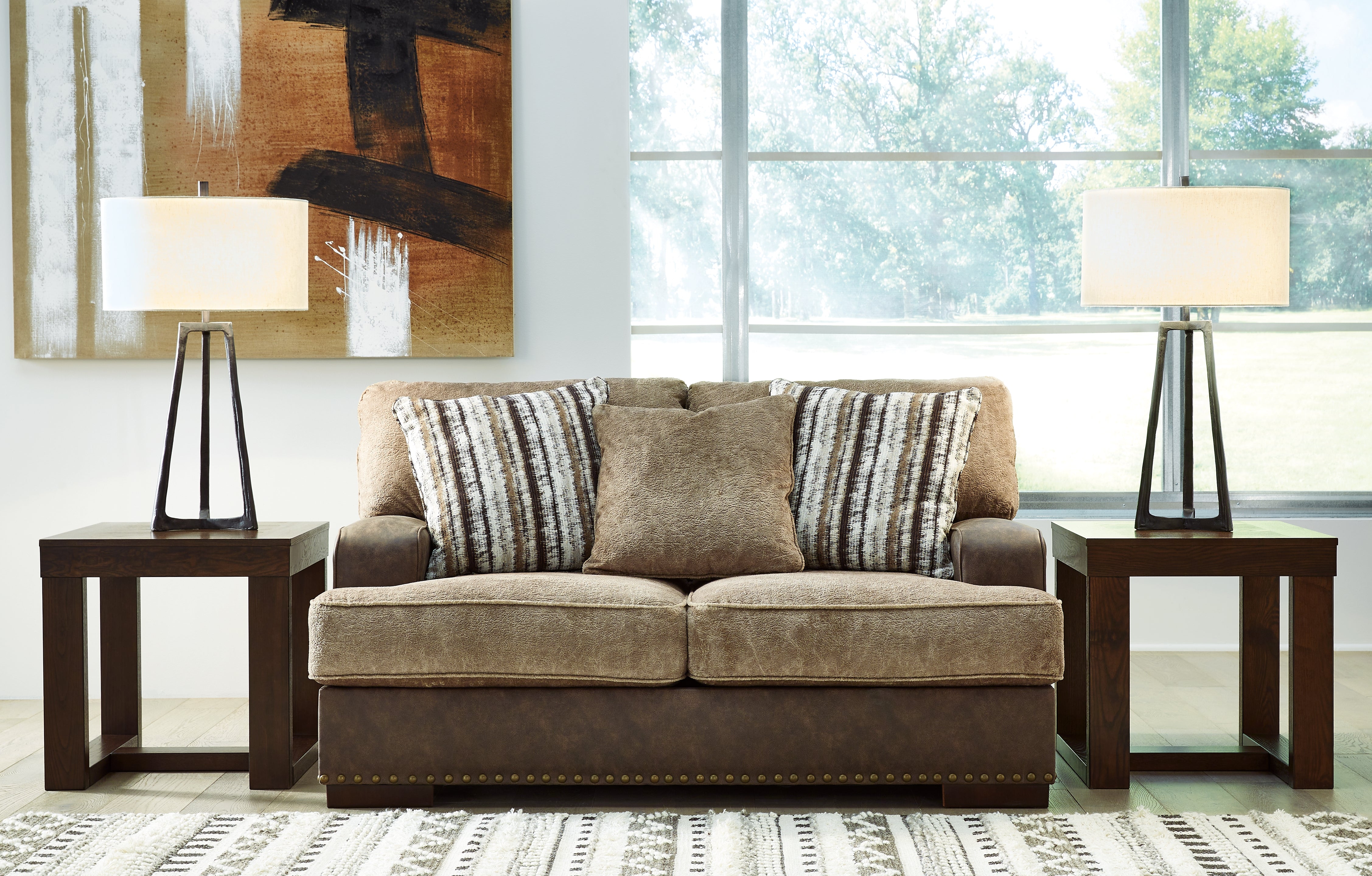 Family Deals Furniture - Ashley Furniture - Alesbury Living Room - Loveseat / Chocolate - 1870435