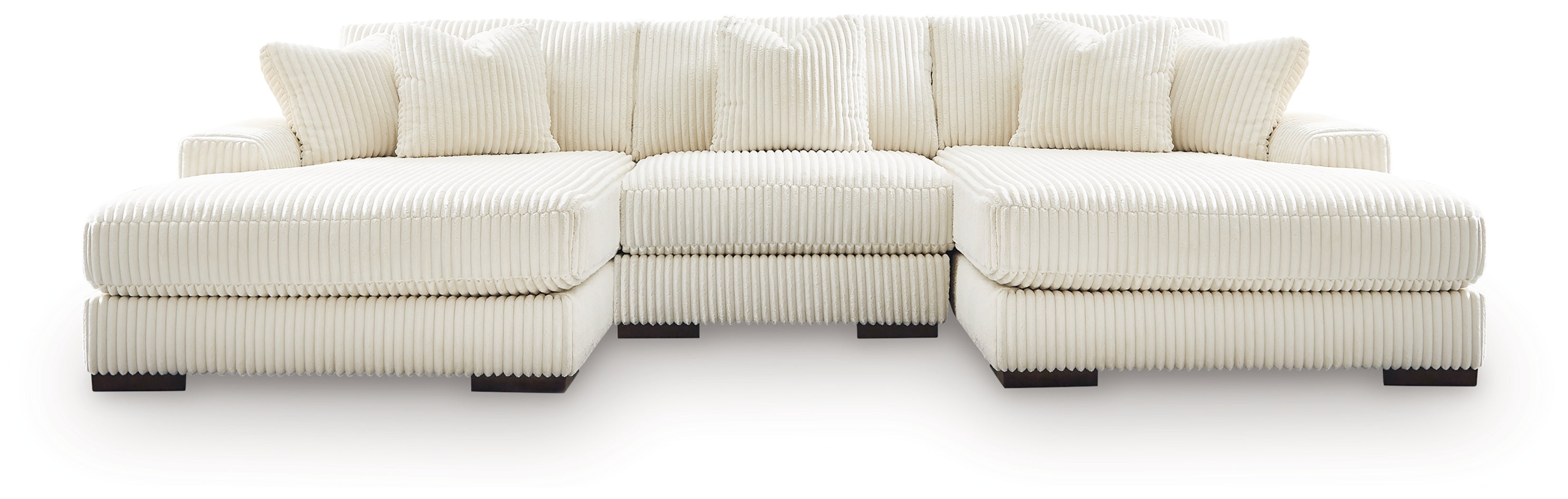 Family Deals Furniture - Ashley Furniture - Lindyn Sectional - RAF 3-Piece Sectional with Double Chaise / Ivory - 21104S18