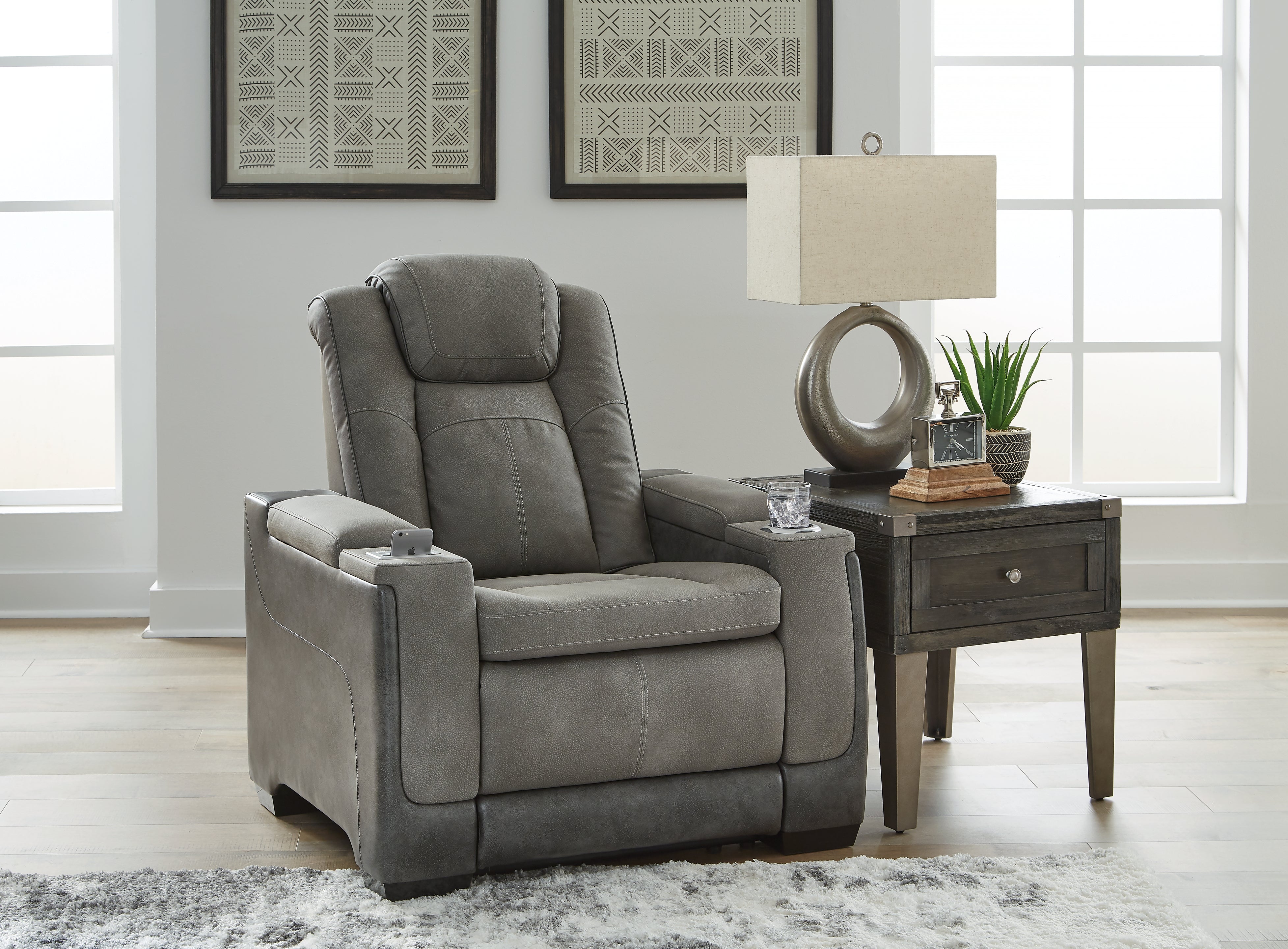 Family Deals Furniture - Ashley Furniture - Next-Gen DuraPella Living Room - PWR Recliner/ADJ Headrest / Slate - 2200413