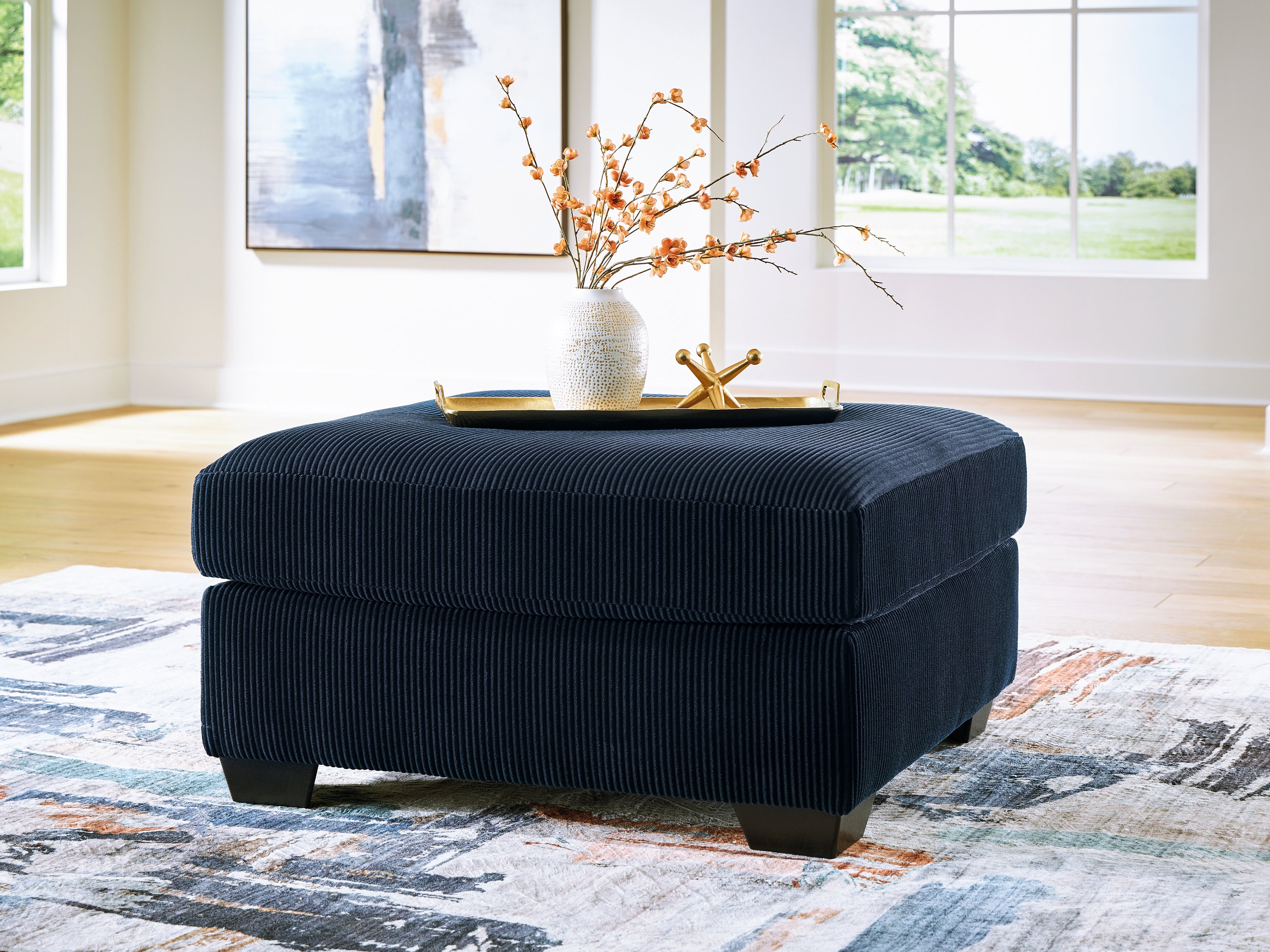 Family Deals Furniture - Ashley Furniture - SimpleJoy Living Room - Oversized Accent Ottoman / Navy - 2420508