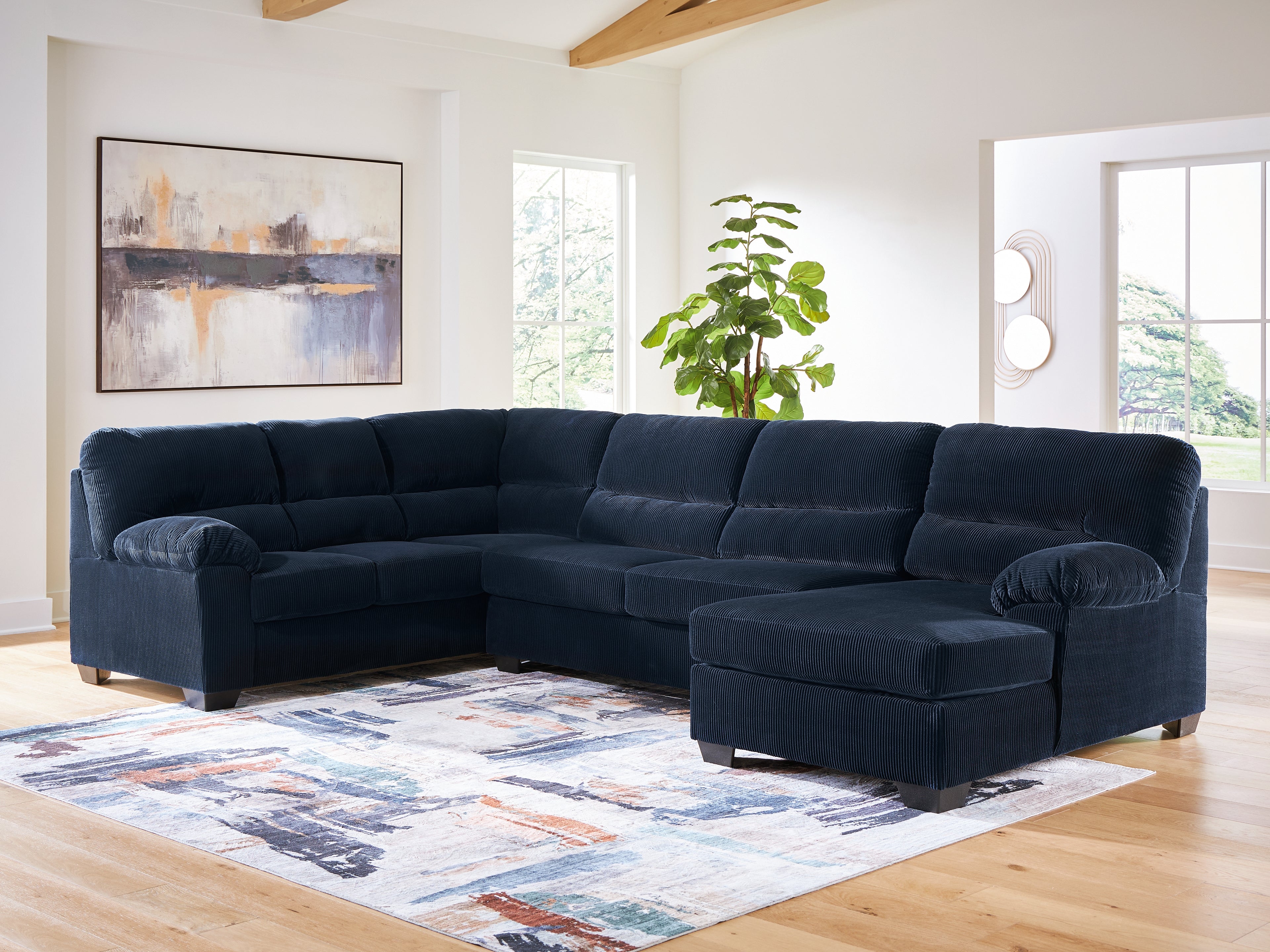 Family Deals Furniture - Ashley Furniture - SimpleJoy Sectional - LAF 3-Piece Sectional with Chaise / Navy - 24205S2
