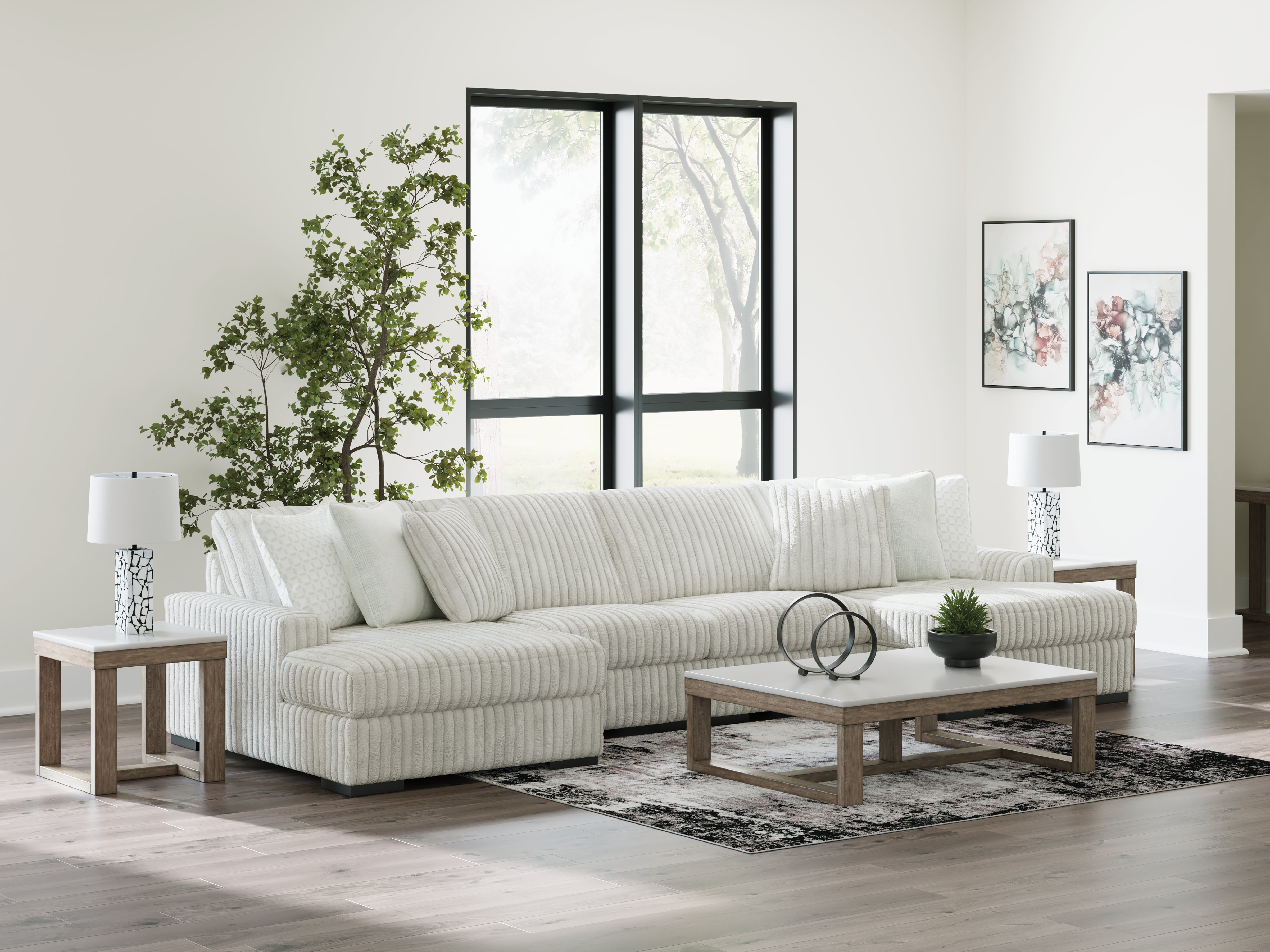 Family Deals Furniture - Ashley Furniture - Stupendous Sectional - RAF 4-Piece Sectional with Double Chaise / Alloy - 25903S5