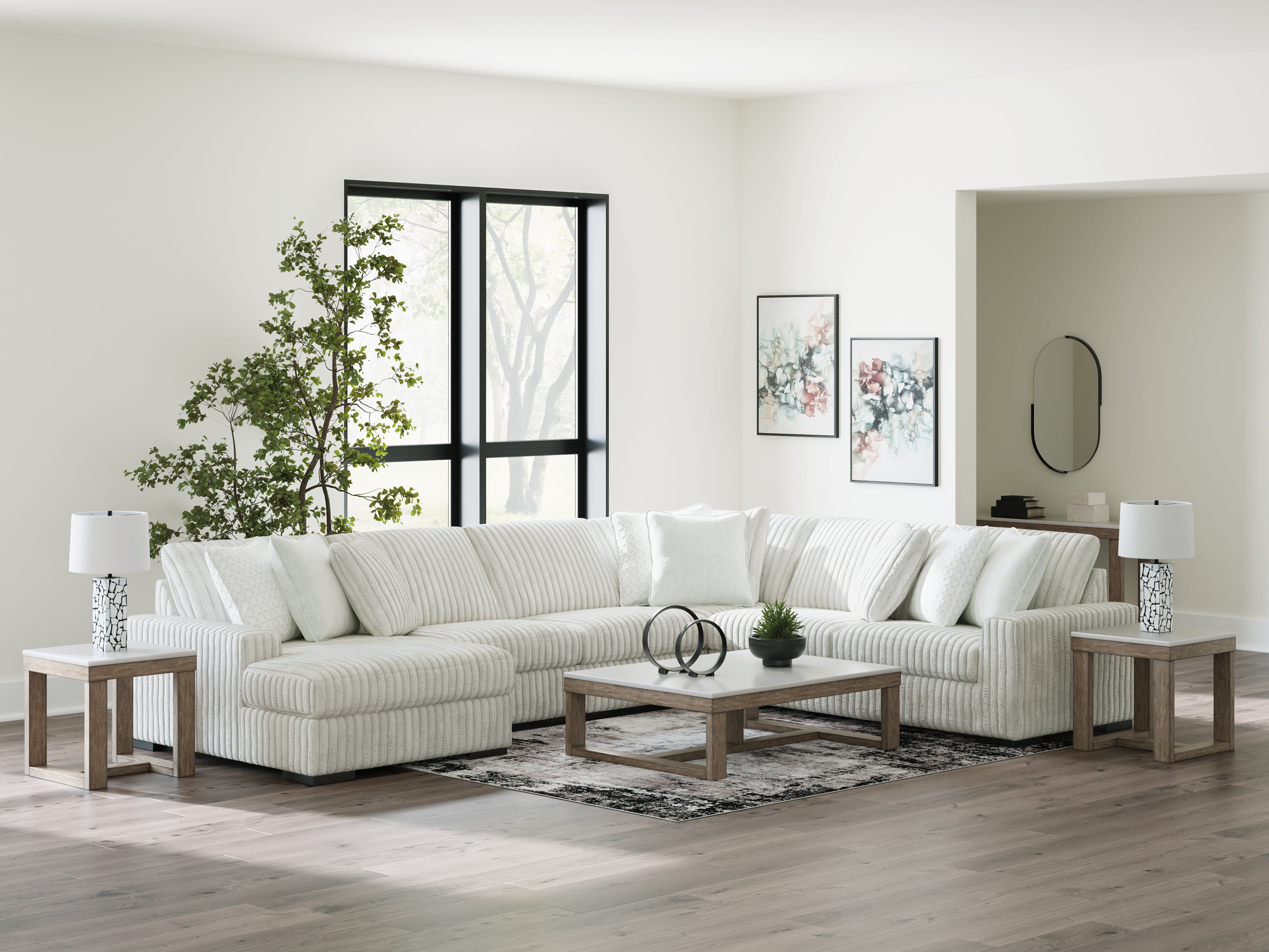 Family Deals Furniture - Ashley Furniture - Stupendous Sectional - RAF 5-Piece Sectional with Chaise / Alloy - 25903S8