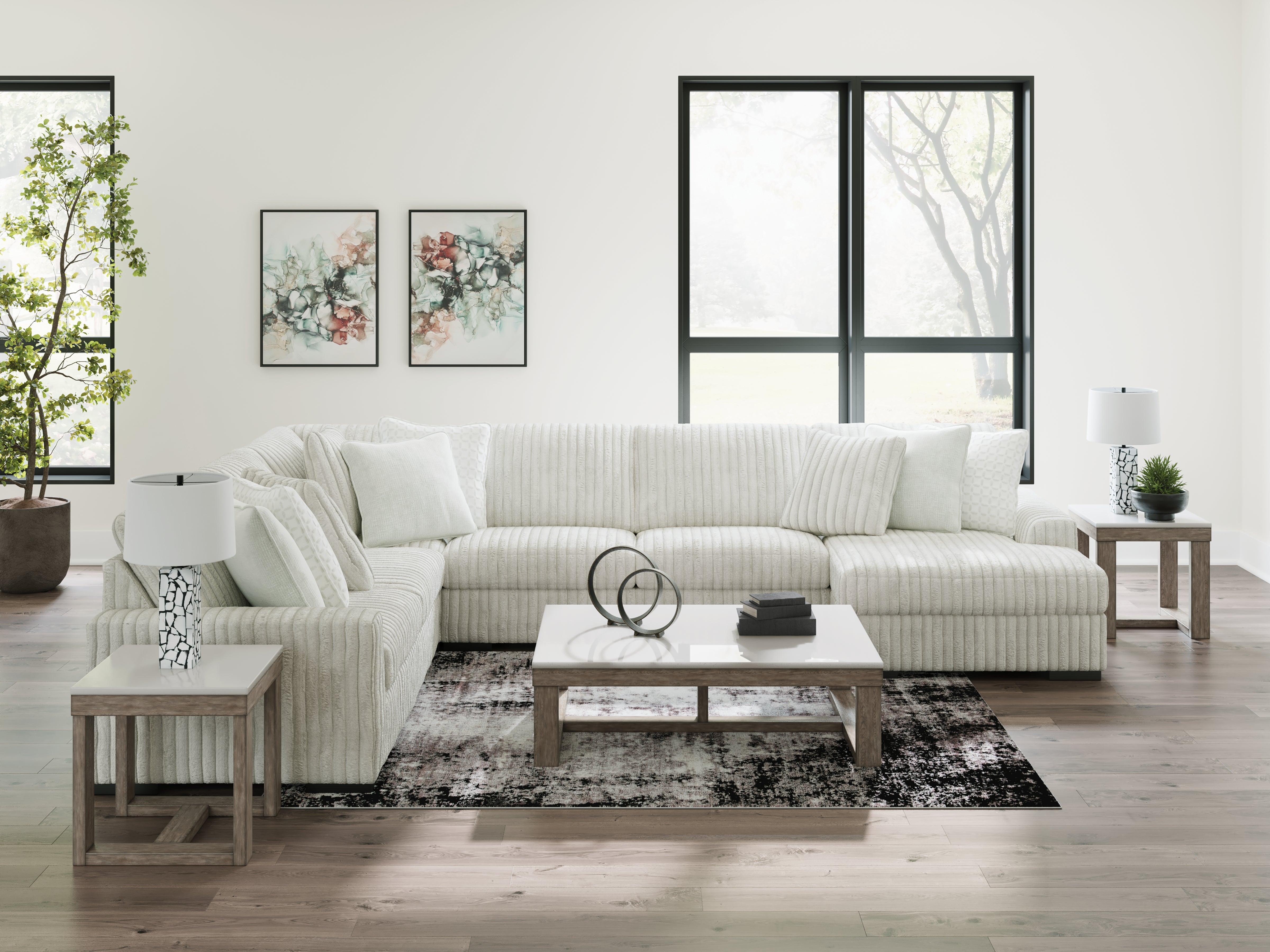 Family Deals Furniture - Ashley Furniture - Stupendous Sectional - LAF 5-Piece Sectional with Chaise / Alloy - 25903S9