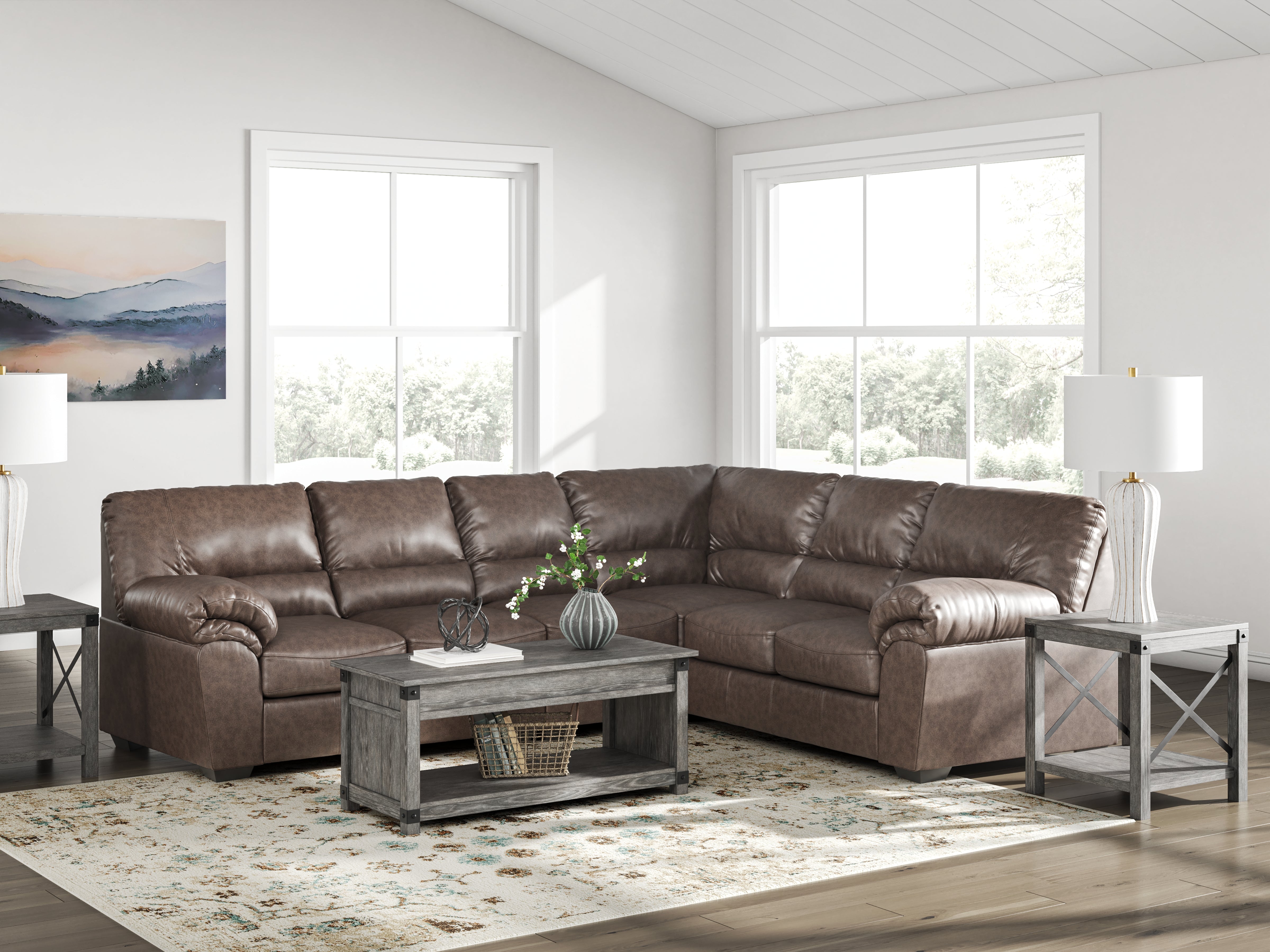 Family Deals Furniture - Ashley Furniture - WillowBend Sectional - RAF 3-Piece Sectional / Umber - PC27705S3