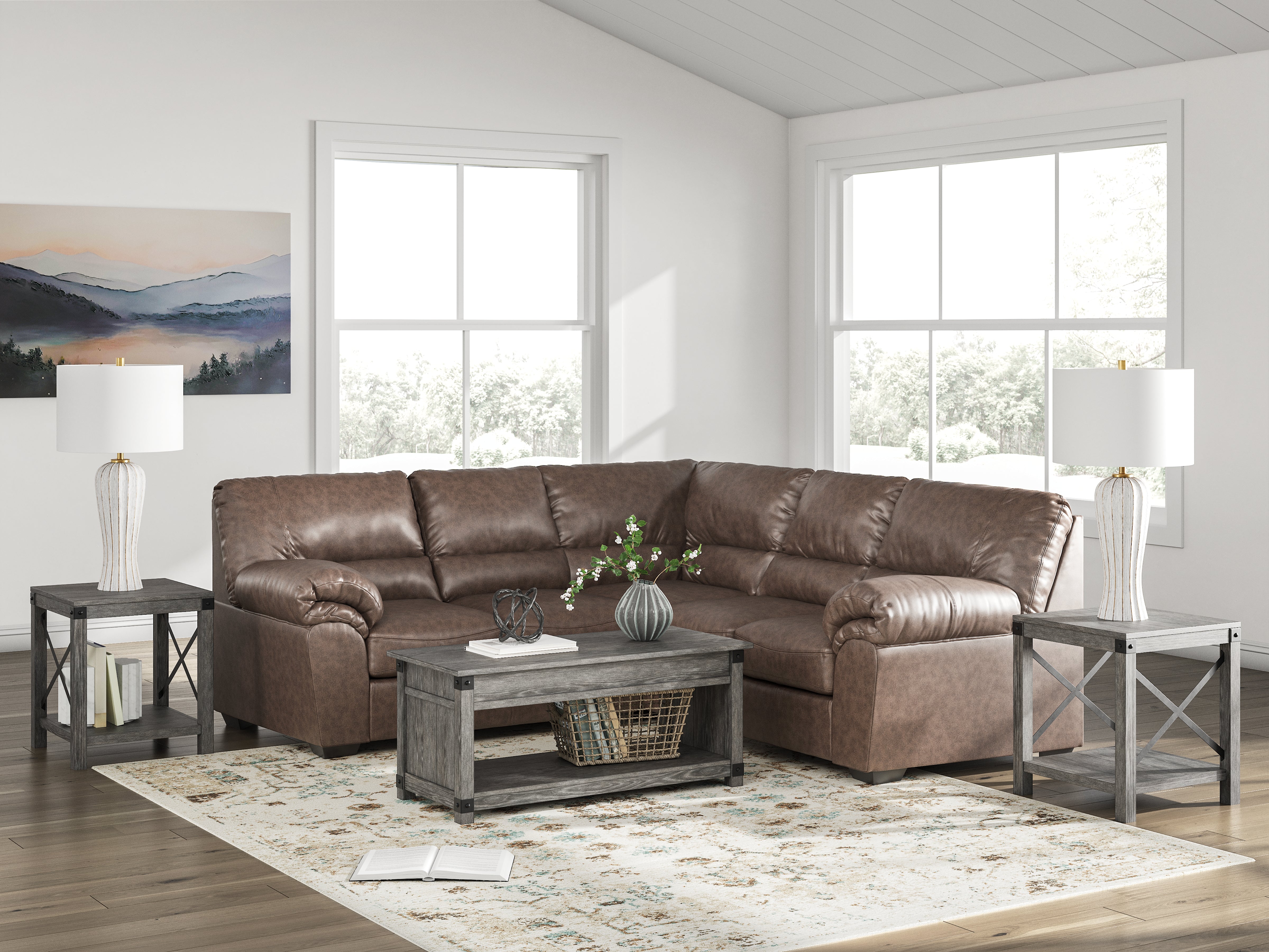 Family Deals Furniture - Ashley Furniture - WillowBend Sectional - RAF 2-Piece Sectional / Umber - PC27705S1