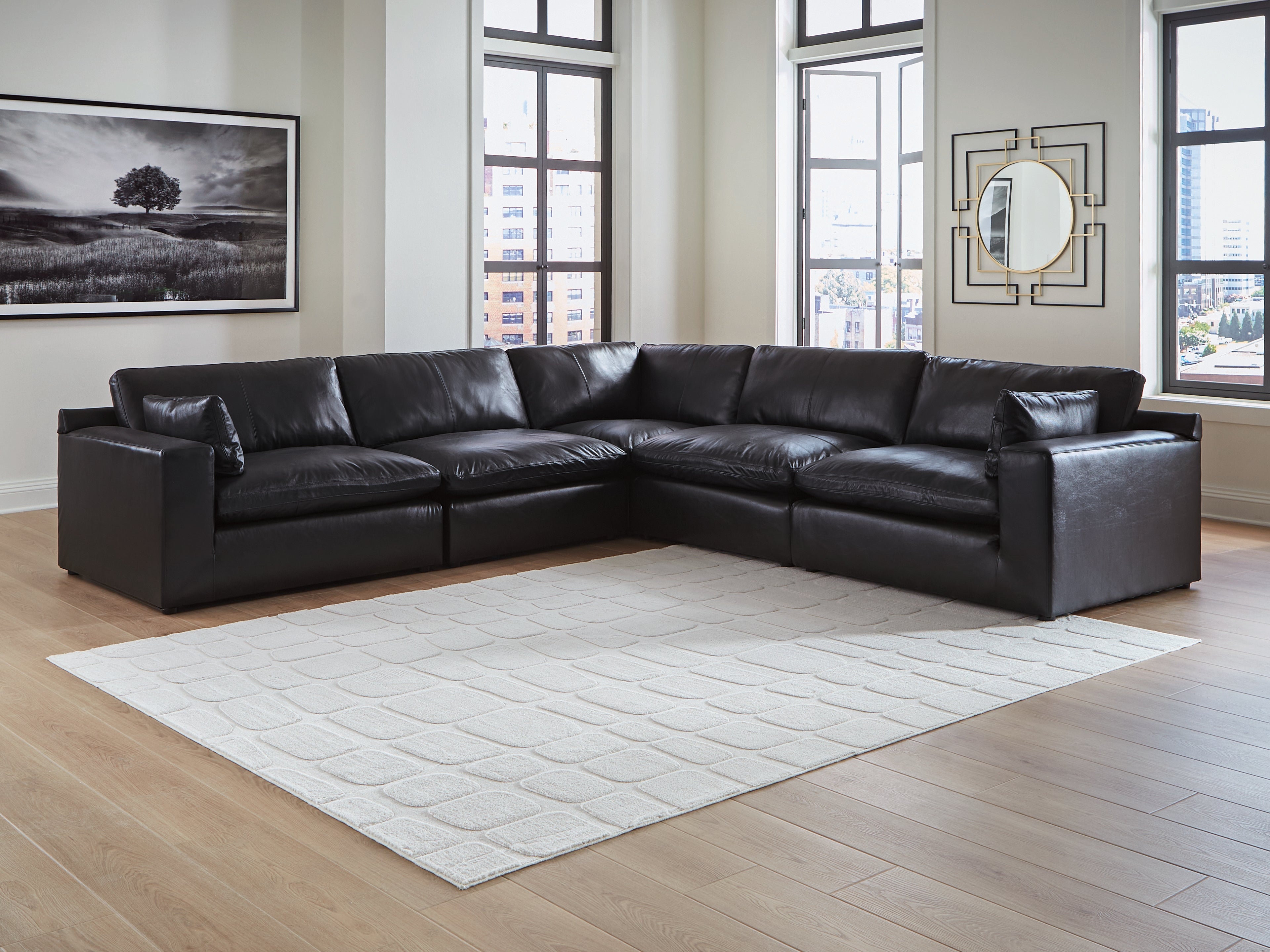 Family Deals Furniture - Ashley Furniture - Emilia Sectional - RAF 5-Piece Sectional / Black - 30902S4