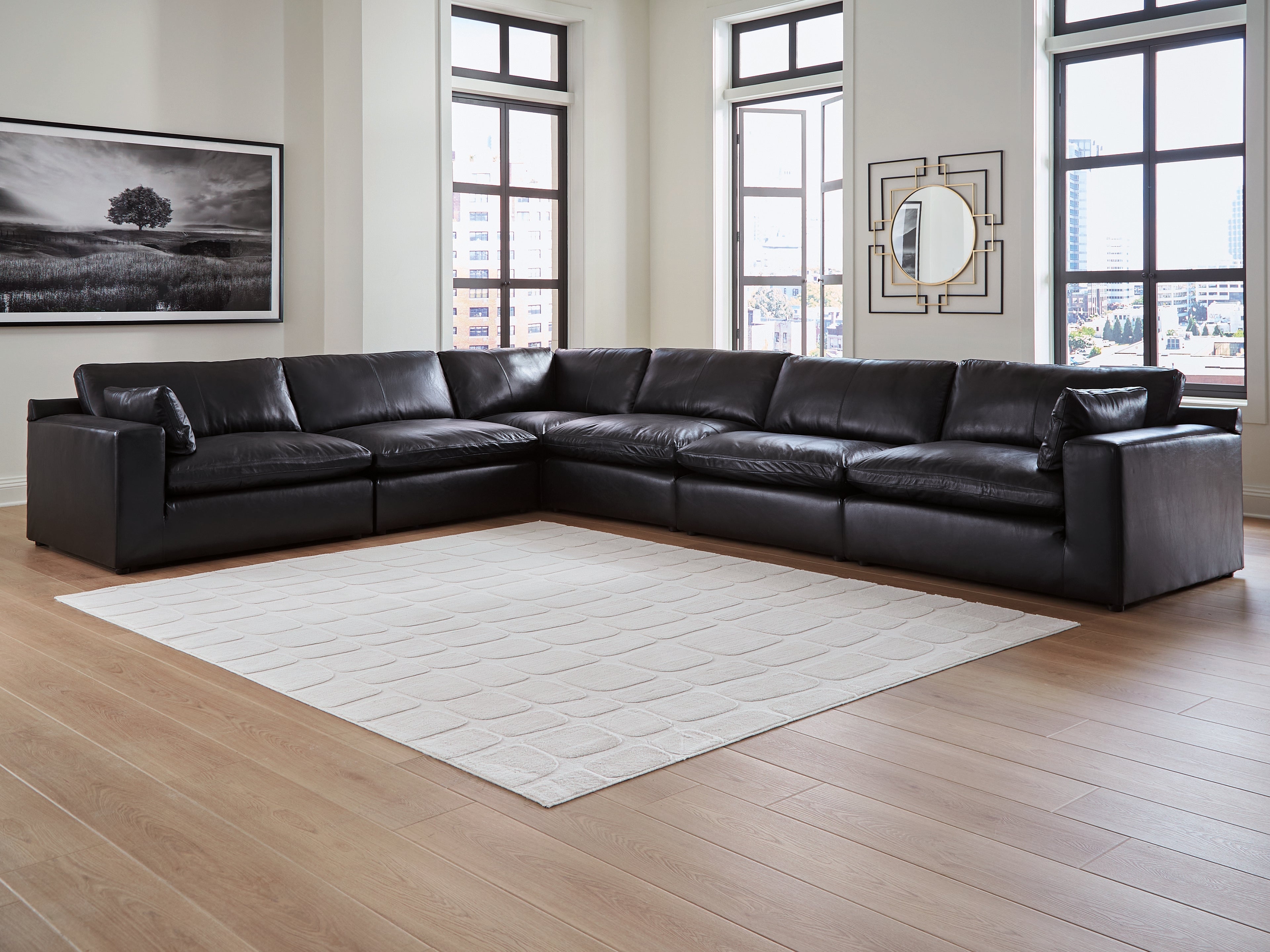 Family Deals Furniture - Ashley Furniture - Emilia Sectional - RAF 6-Piece Sectional / Black - 30902S5