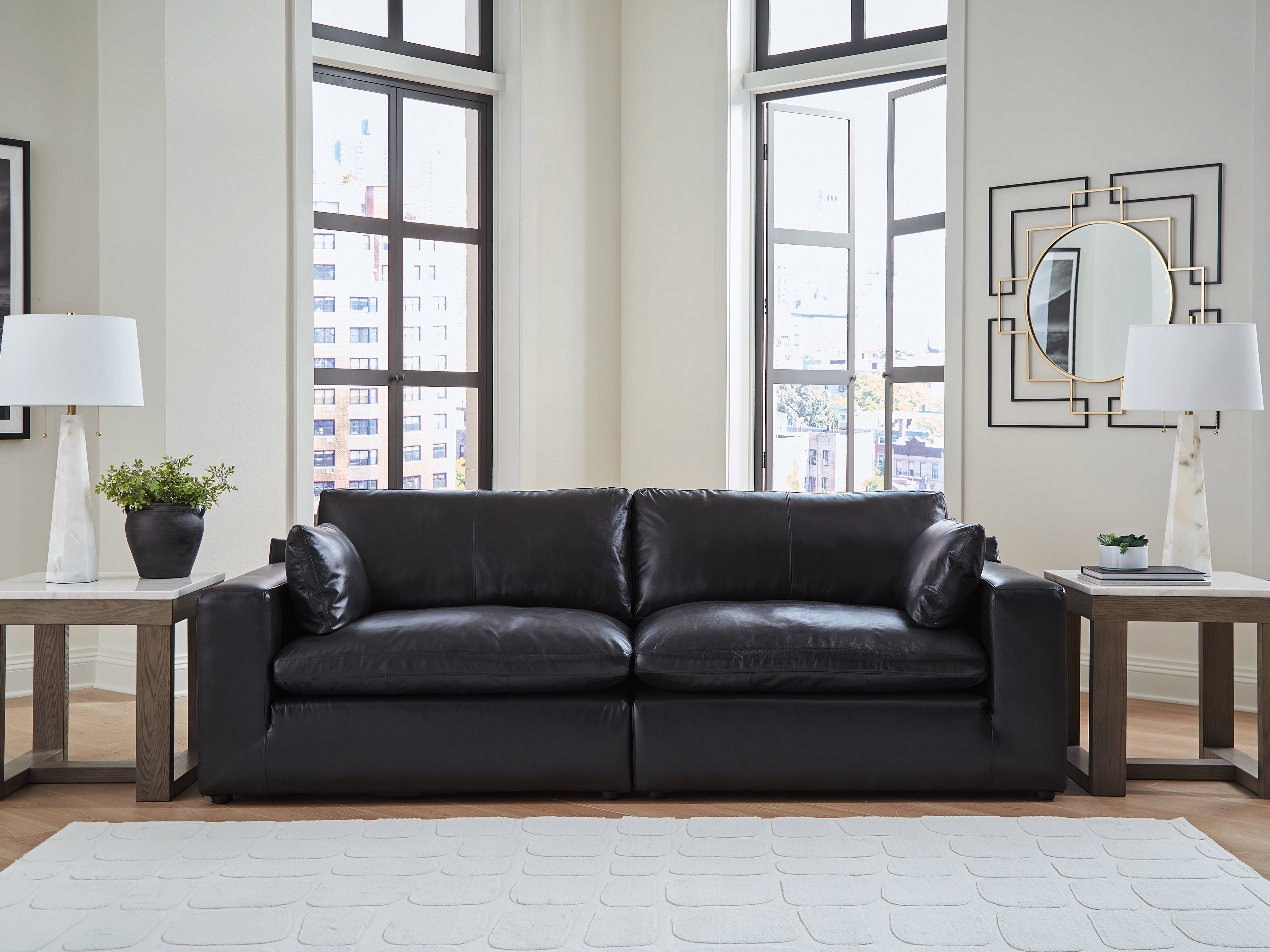 Family Deals Furniture - Ashley Furniture - Emilia Sectional - RAF 2-Piece Sectional Loveseat / Black - 30902S1