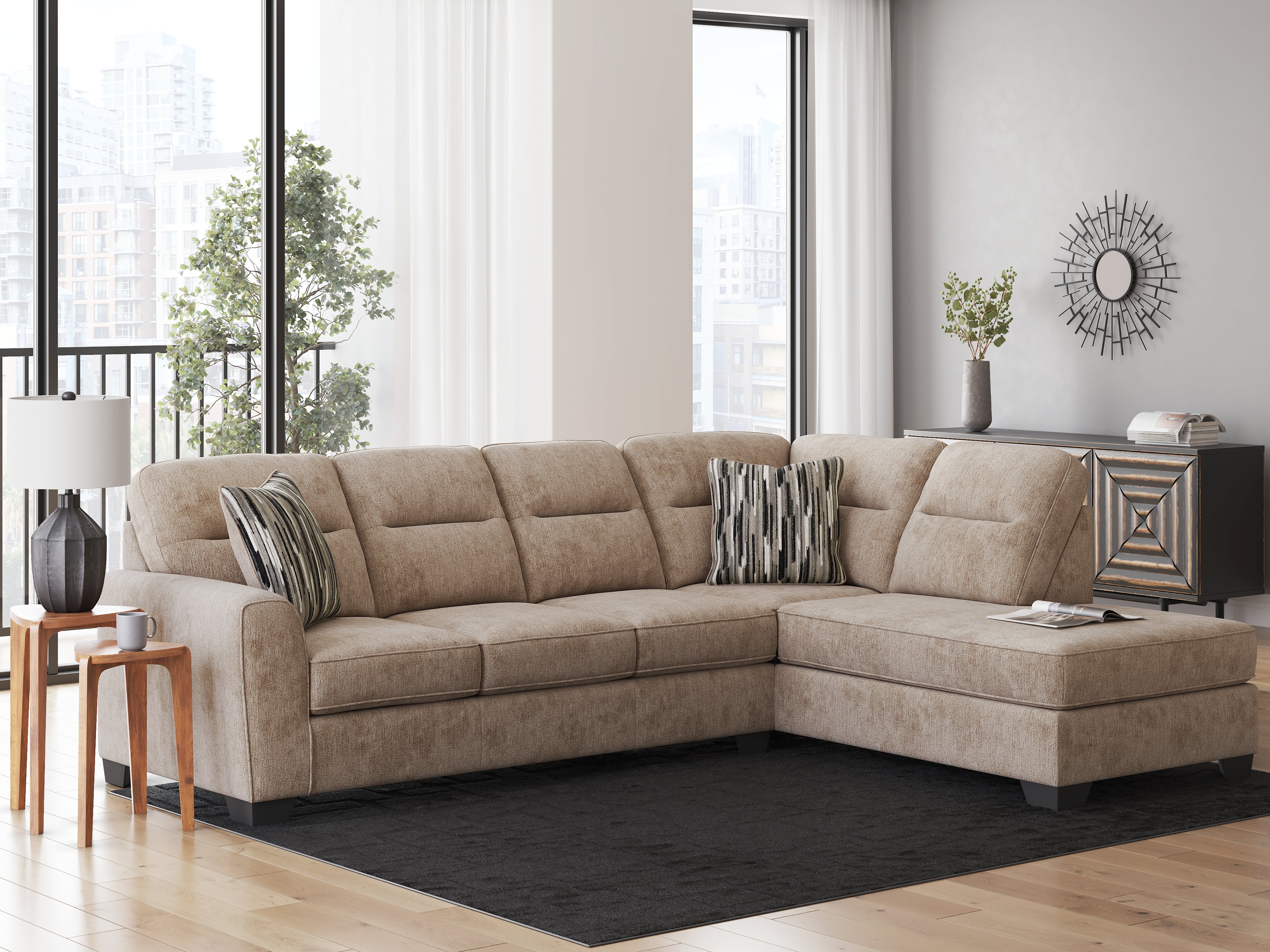 Family Deals Furniture - Ashley Furniture - Olten Sectional - LAF 2-Piece Sectional with Chaise / Mocha - 31304S2
