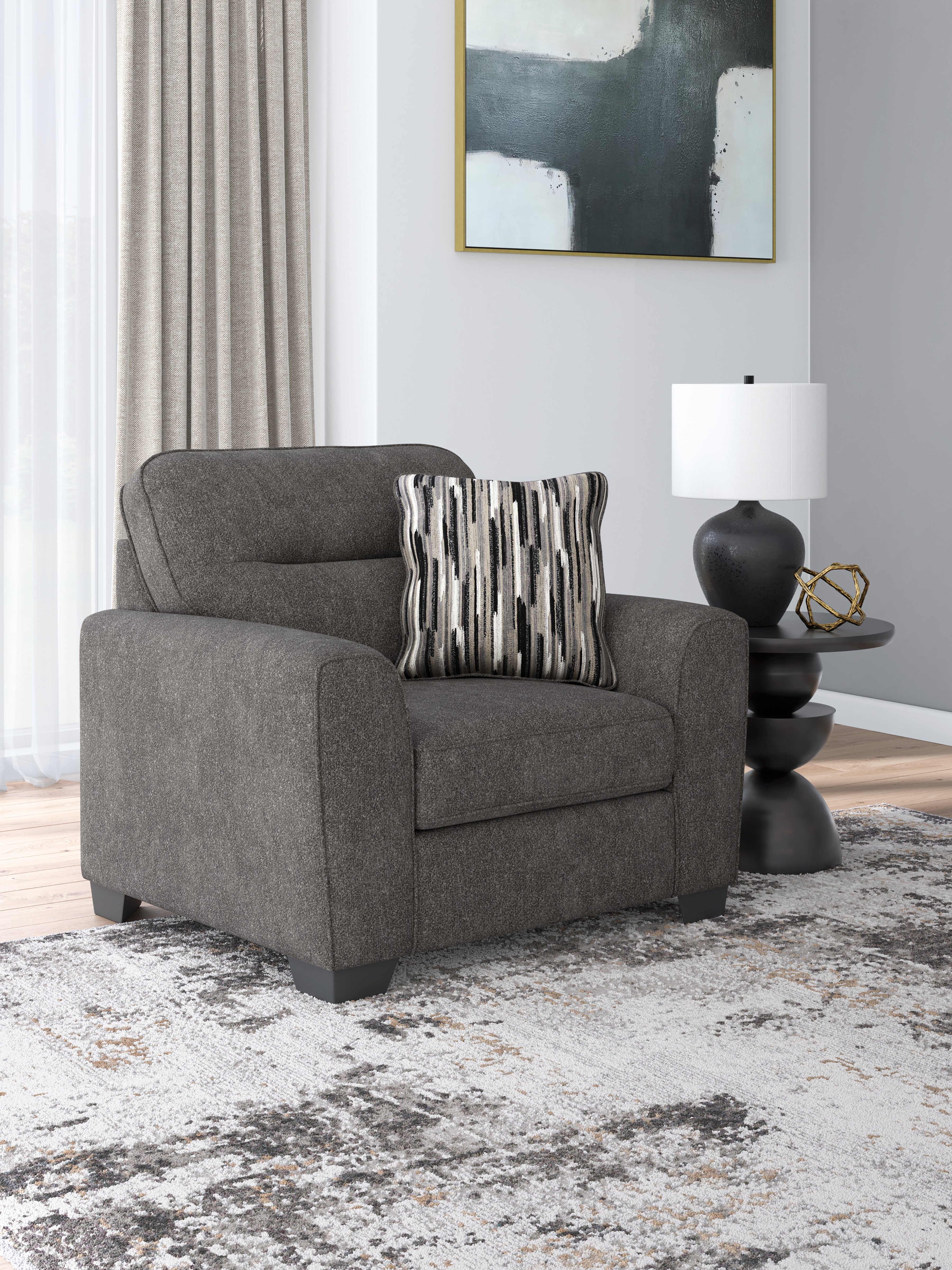 Family Deals Furniture - Ashley Furniture - Olten Living Room - Chair and a Half / Graphite - 3130523