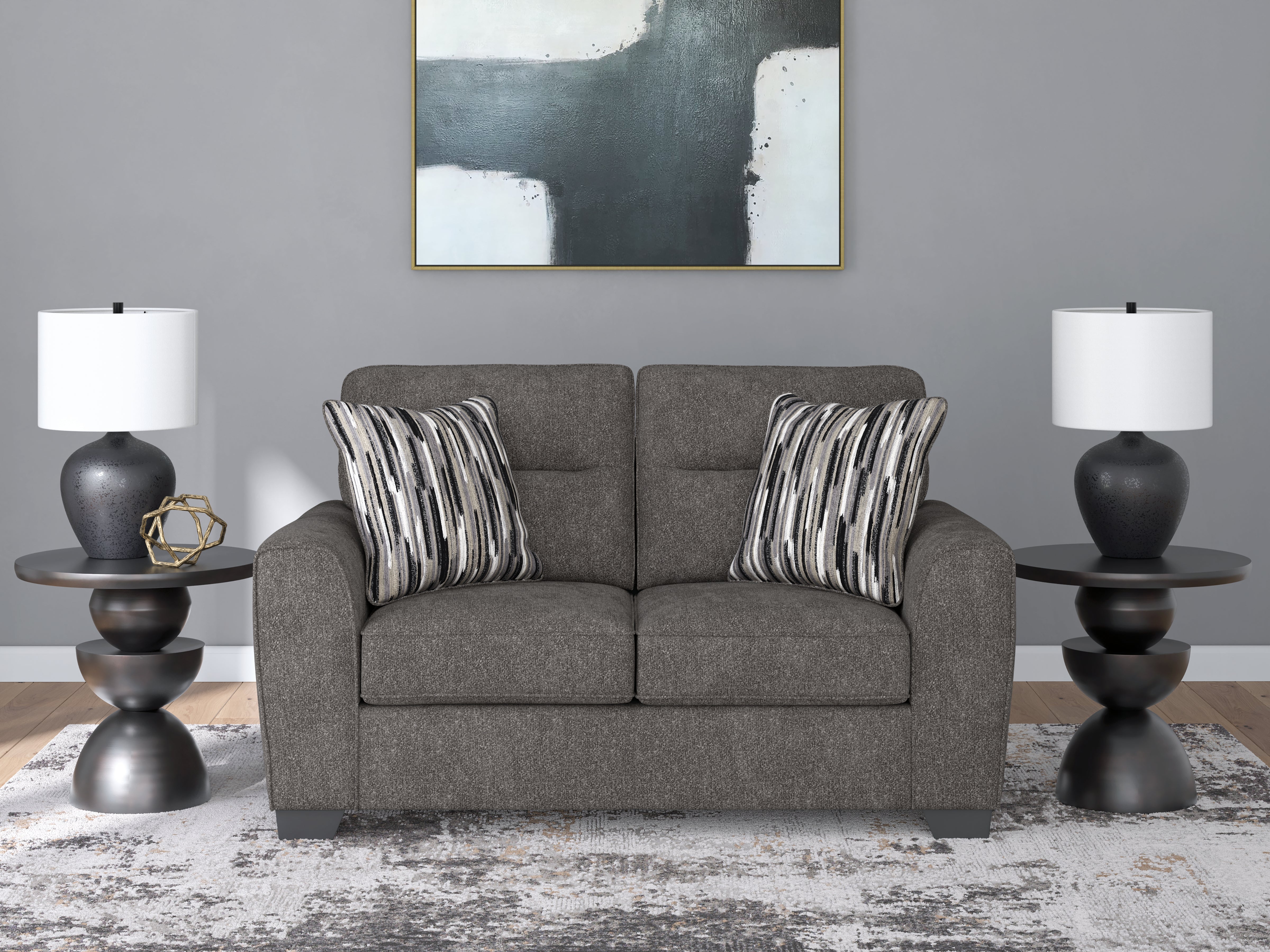 Family Deals Furniture - Ashley Furniture - Olten Living Room - Loveseat / Graphite - 3130535
