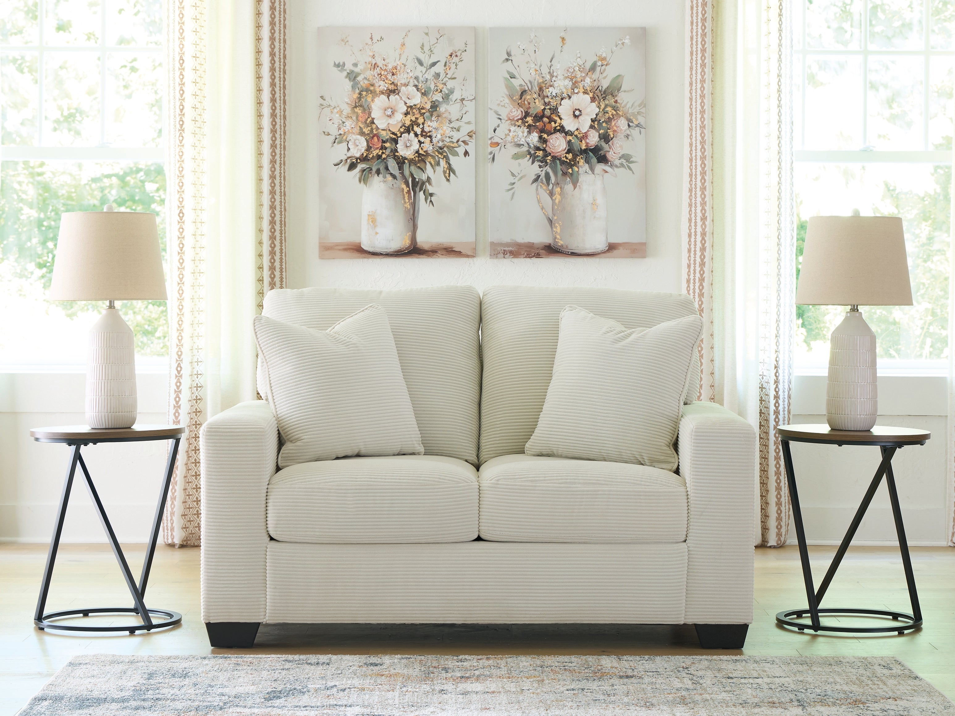 Family Deals Furniture - Ashley Furniture - Greenbriar Living Room - Loveseat / Ivory - PC3200635