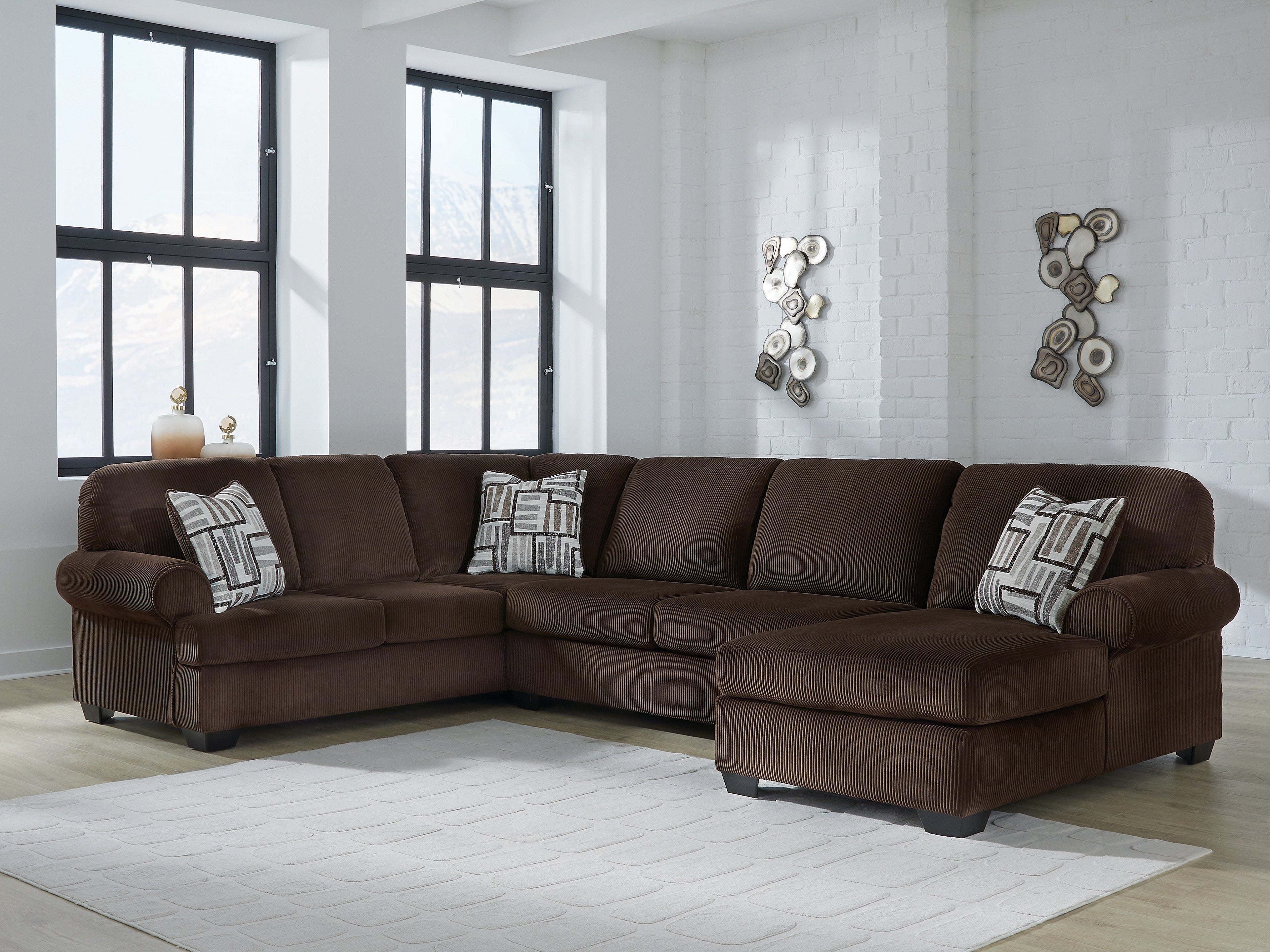 Family Deals Furniture - Ashley Furniture - Kimlee Sectional - LAF 3-Piece Sectional with Chaise / Chocolate - PC35603S2