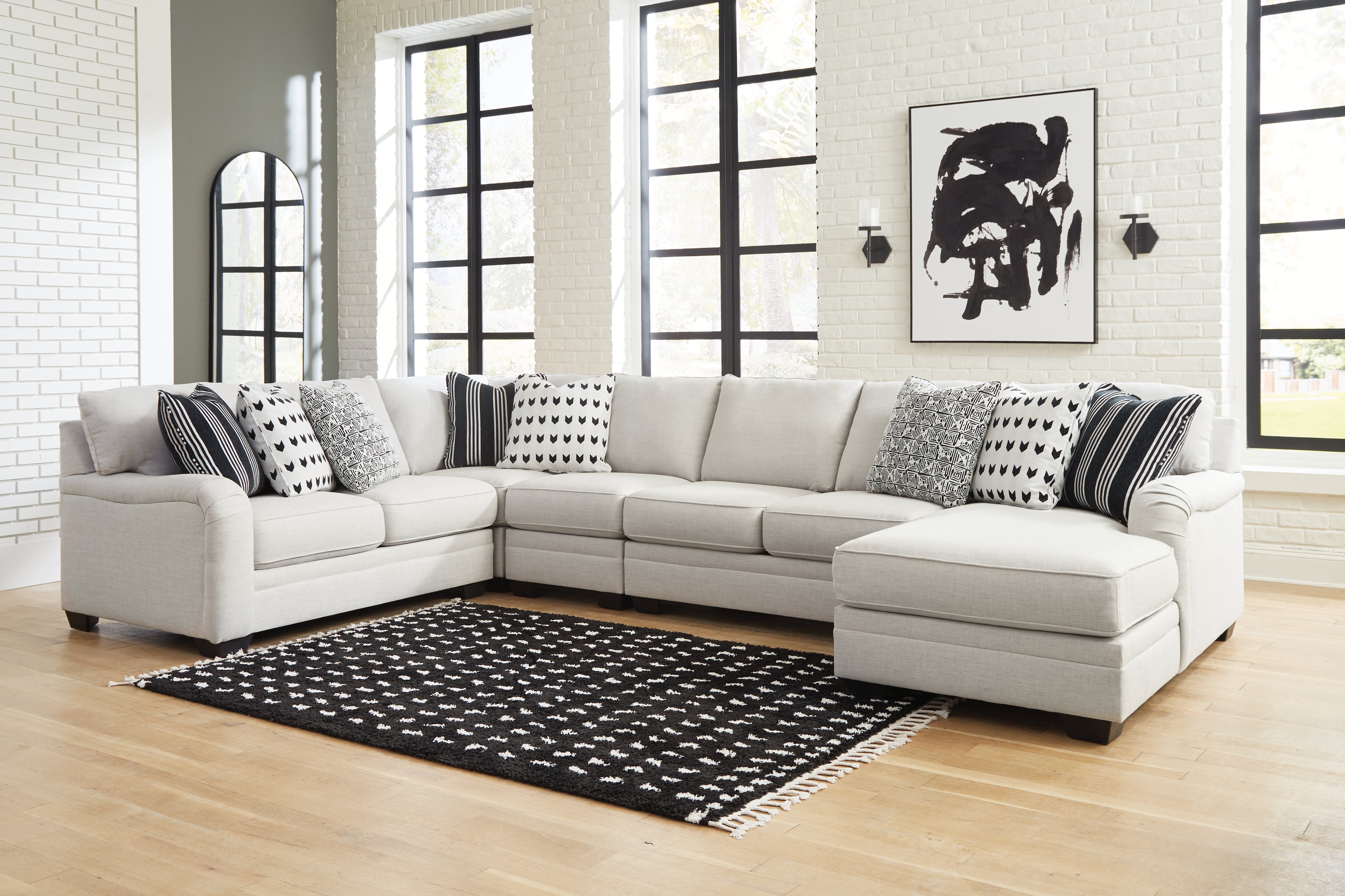 Family Deals Furniture - Ashley Furniture - Huntsworth Sectional - 5-Piece Sectional with Chaise / Dove Gray - 39702S6